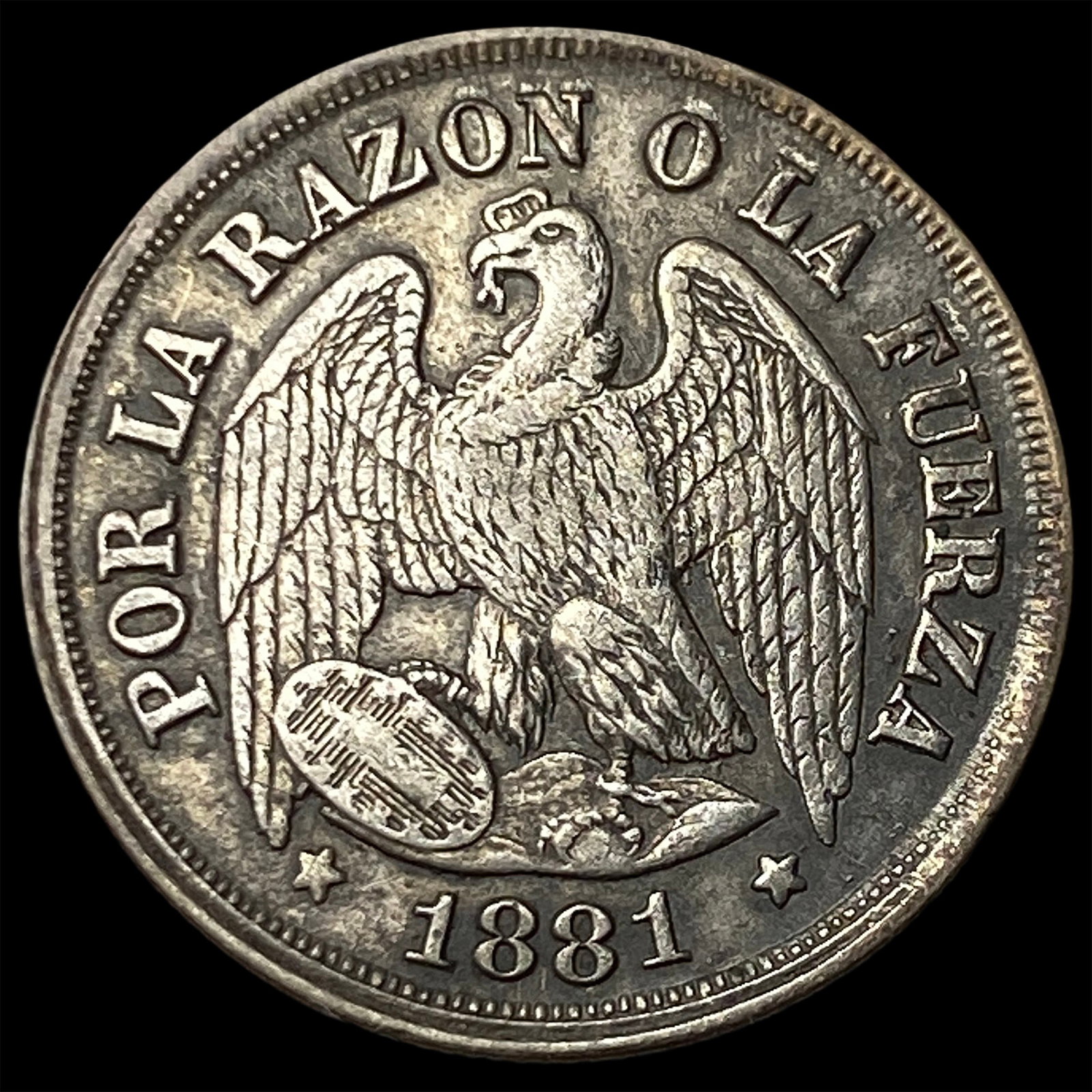 1881 Chile Silver 1 Decimo - 2