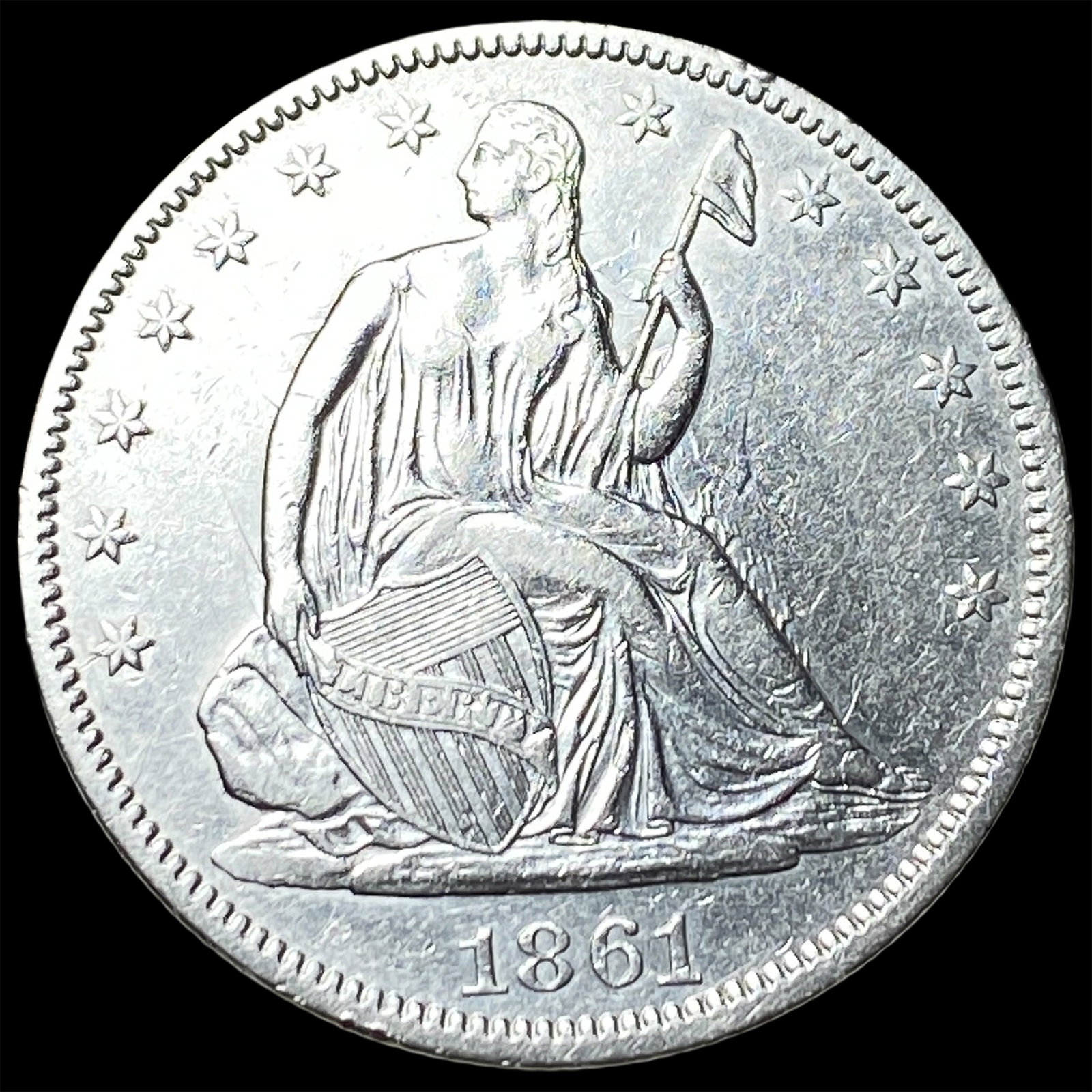 1861 Seated Liberty Half Dollar CHOICE AU: 1861 Seated Liberty Half Dollar CHOICE AU