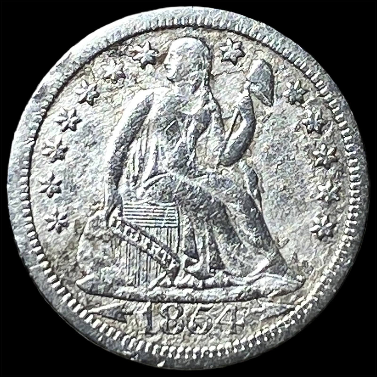 1854-O Seated Liberty Dime CLOSELY UNCIRCULATED: 1854-O Seated Liberty Dime CLOSELY UNCIRCULATED