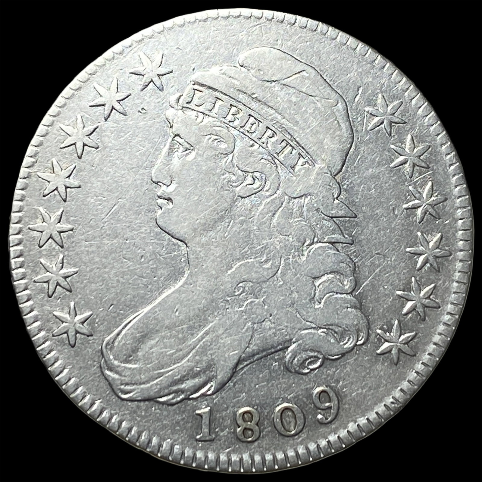 1809 Capped Bust Half Dollar ABOUT UNCIRCULATED: 1809 Capped Bust Half Dollar ABOUT UNCIRCULATED