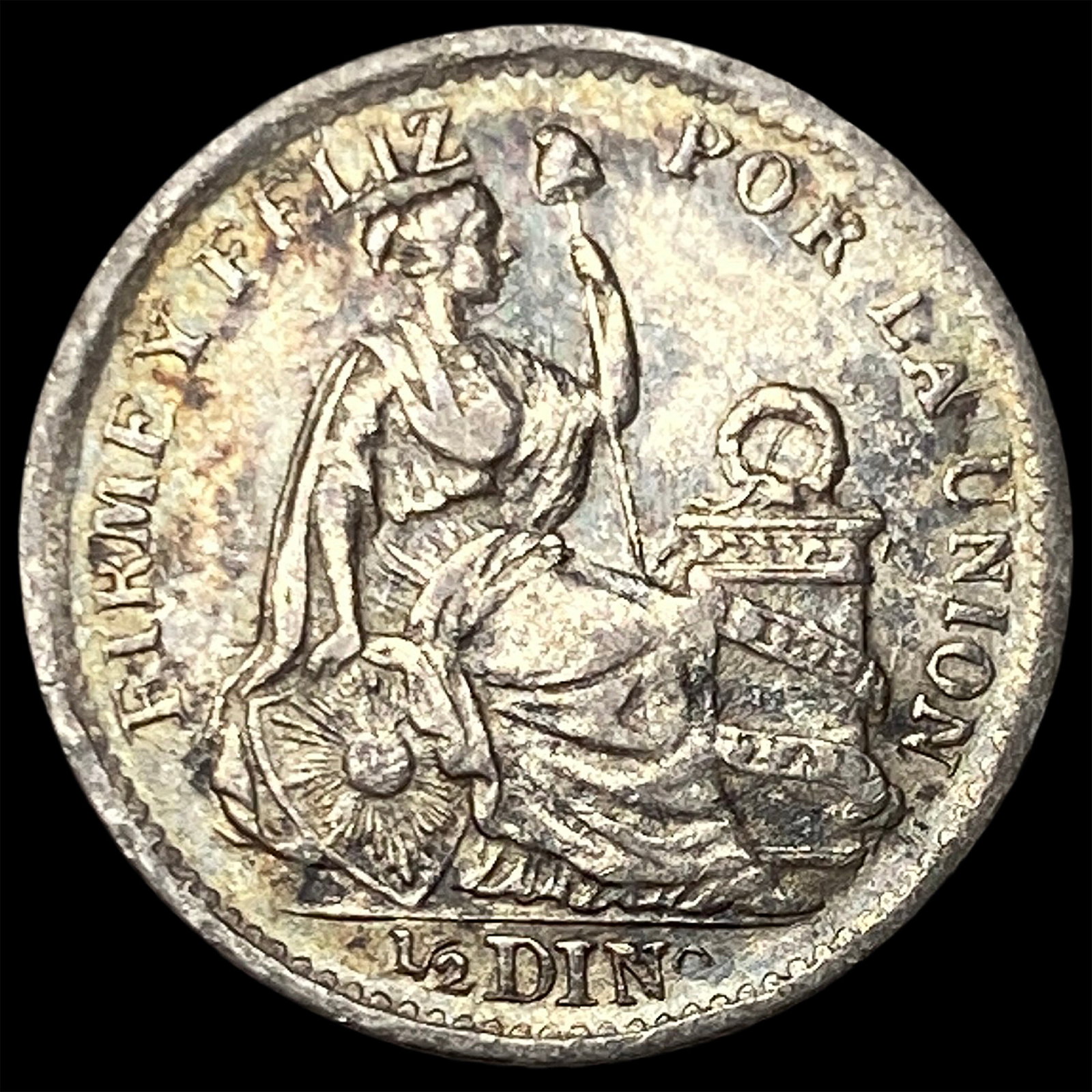 1907 FG Peru Silver 1/2 DInero: 1907 FG Peru Silver 1/2 DInero