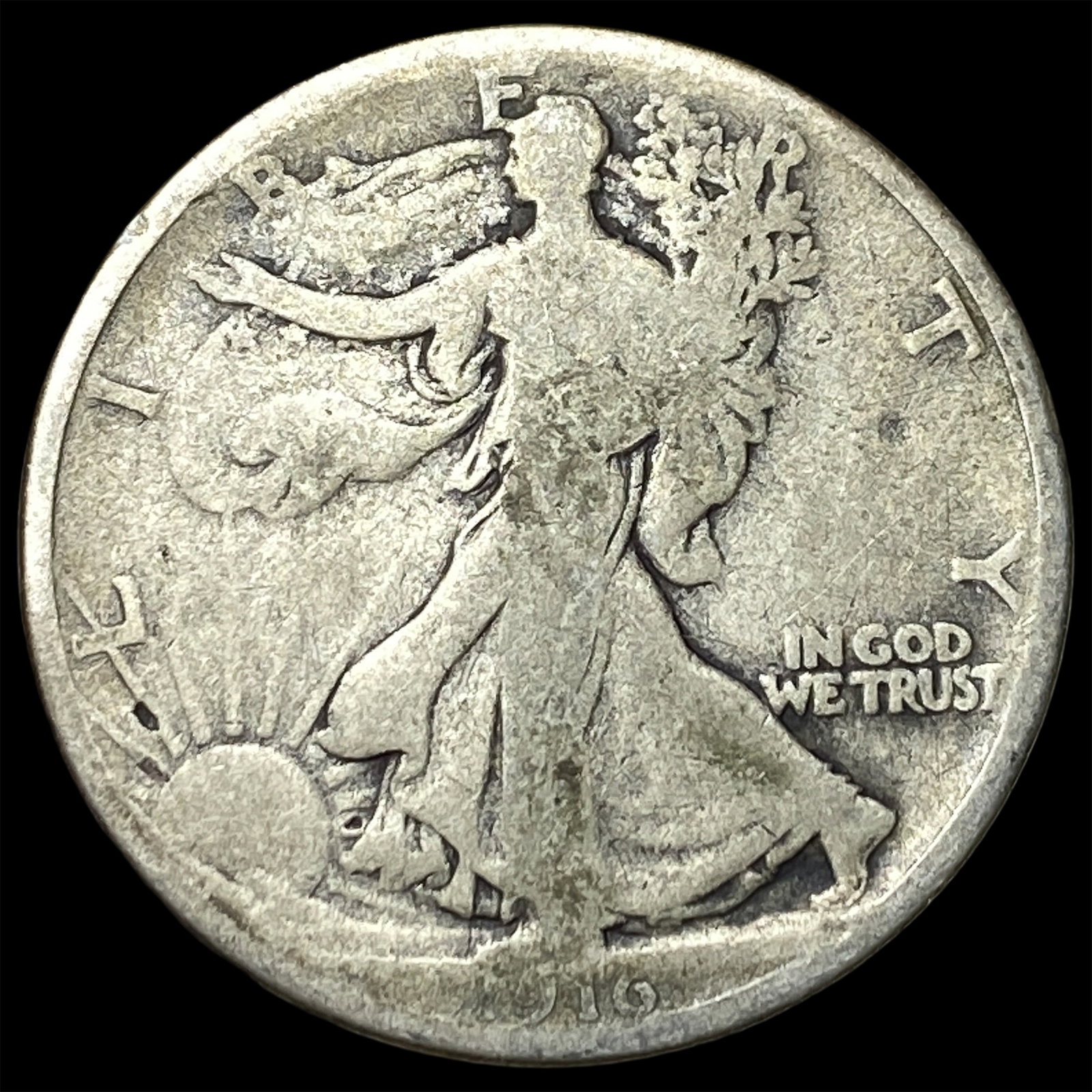 1916 Walking Liberty Half Dollar LIGHTLY CIRCULATED: 1916 Walking Liberty Half Dollar LIGHTLY CIRCULATED