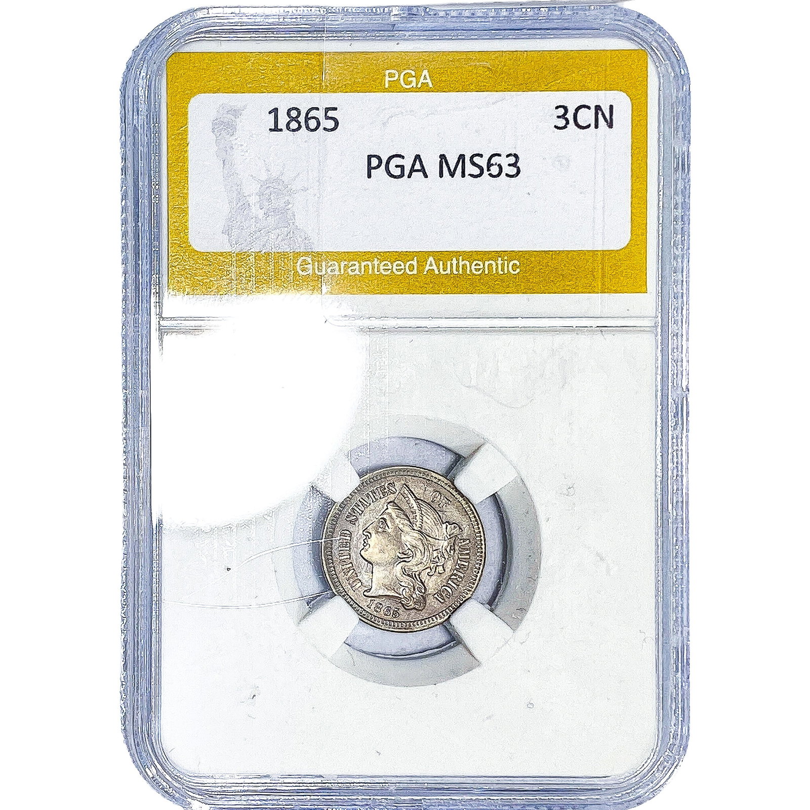 1865 Nickel Three Cent PGA MS63: 1865 Nickel Three Cent PGA MS63