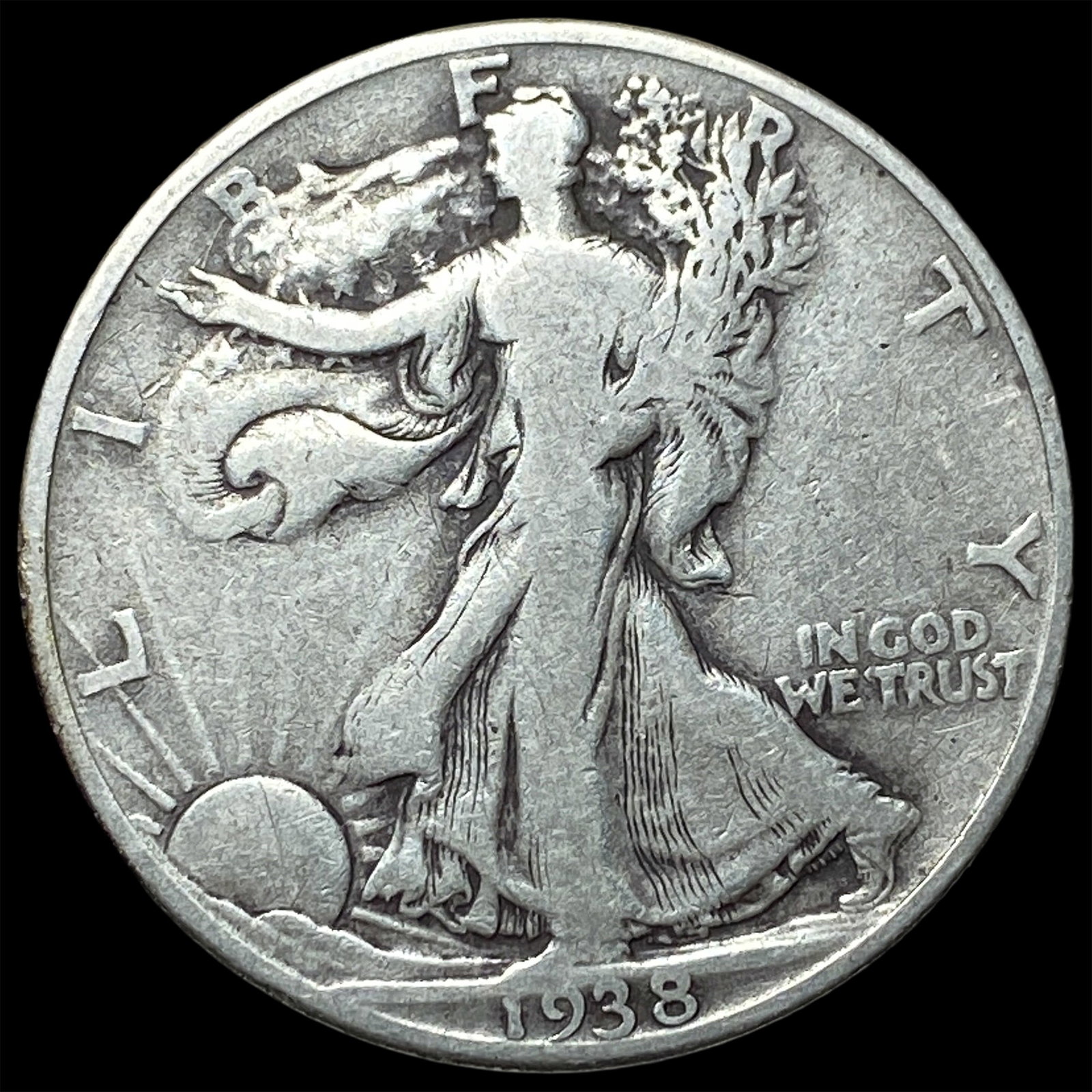 1938-D Silver Walking Liberty Half Dollar LIGHTLY CIRCULATED (1 of 2)