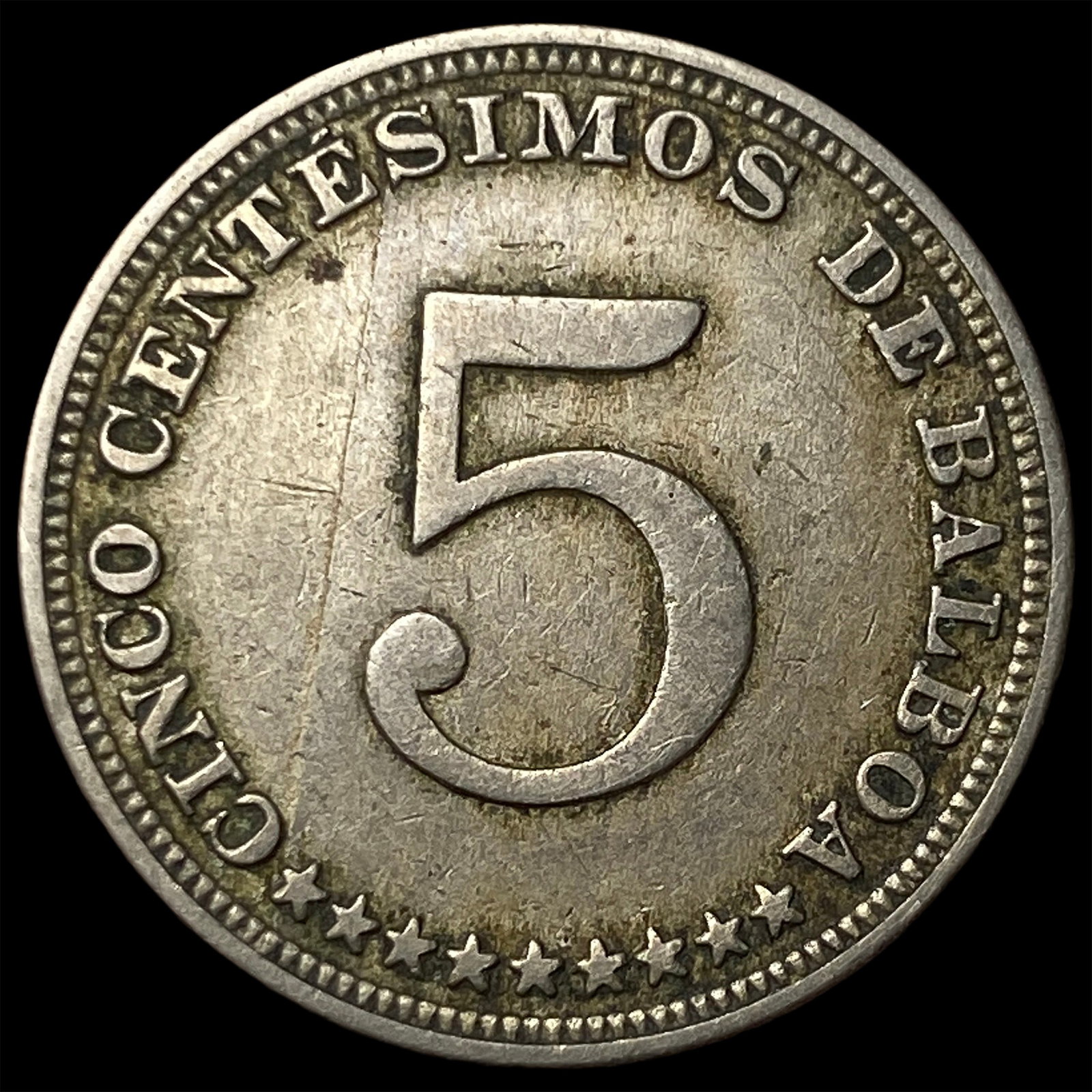 1929 Panama Copper Nickel 5 Centesimos KM 9: 1929 Panama Copper Nickel 5 Centesimos KM 9