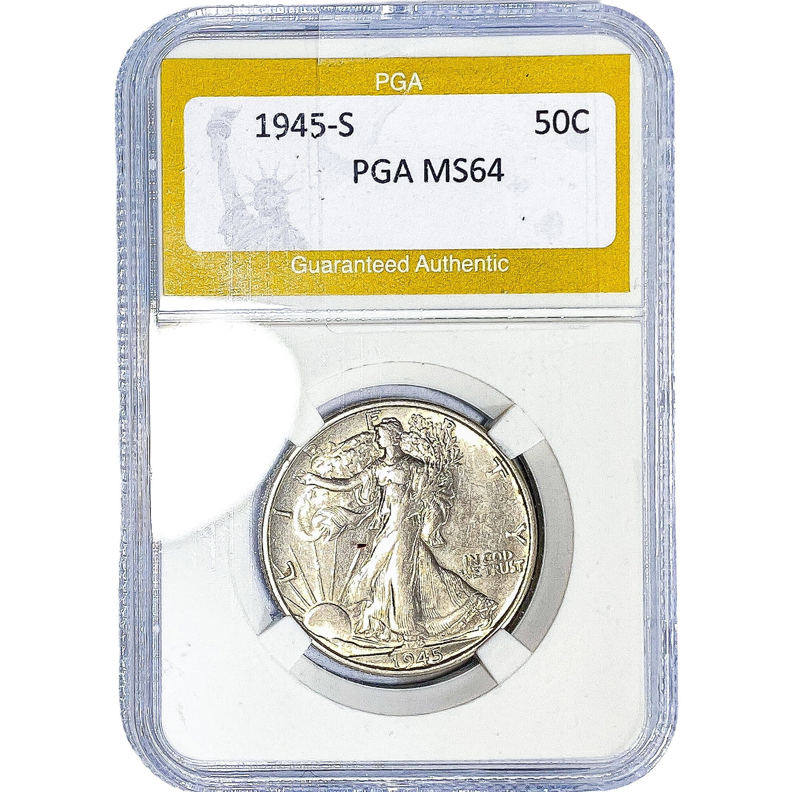 1945-S Walking Liberty Half Dollar PGA MS64: 1945-S Walking Liberty Half Dollar PGA MS64