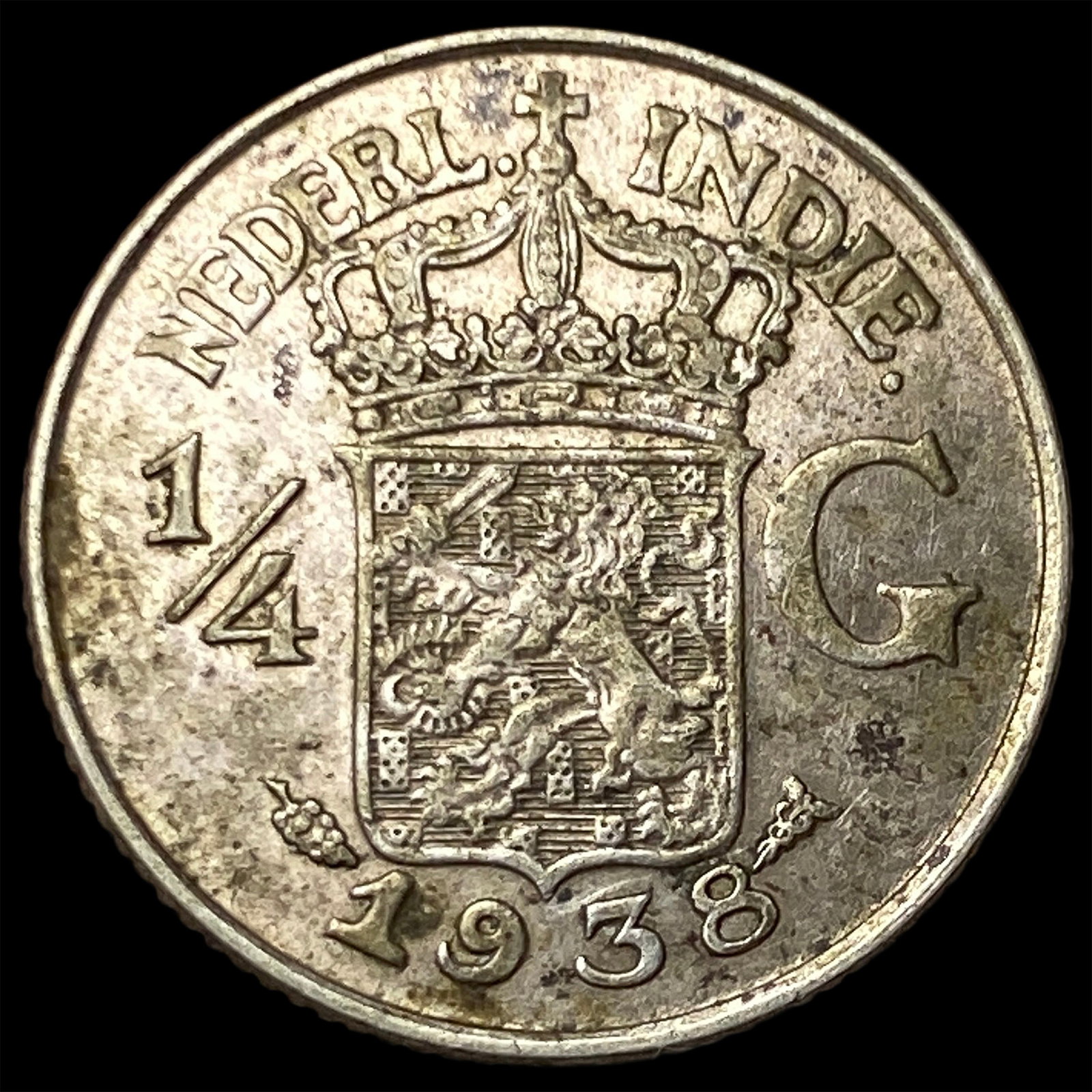 1938 Netherlands East Indies 1/4 Gulden: 1938 Netherlands East Indies 1/4 Gulden