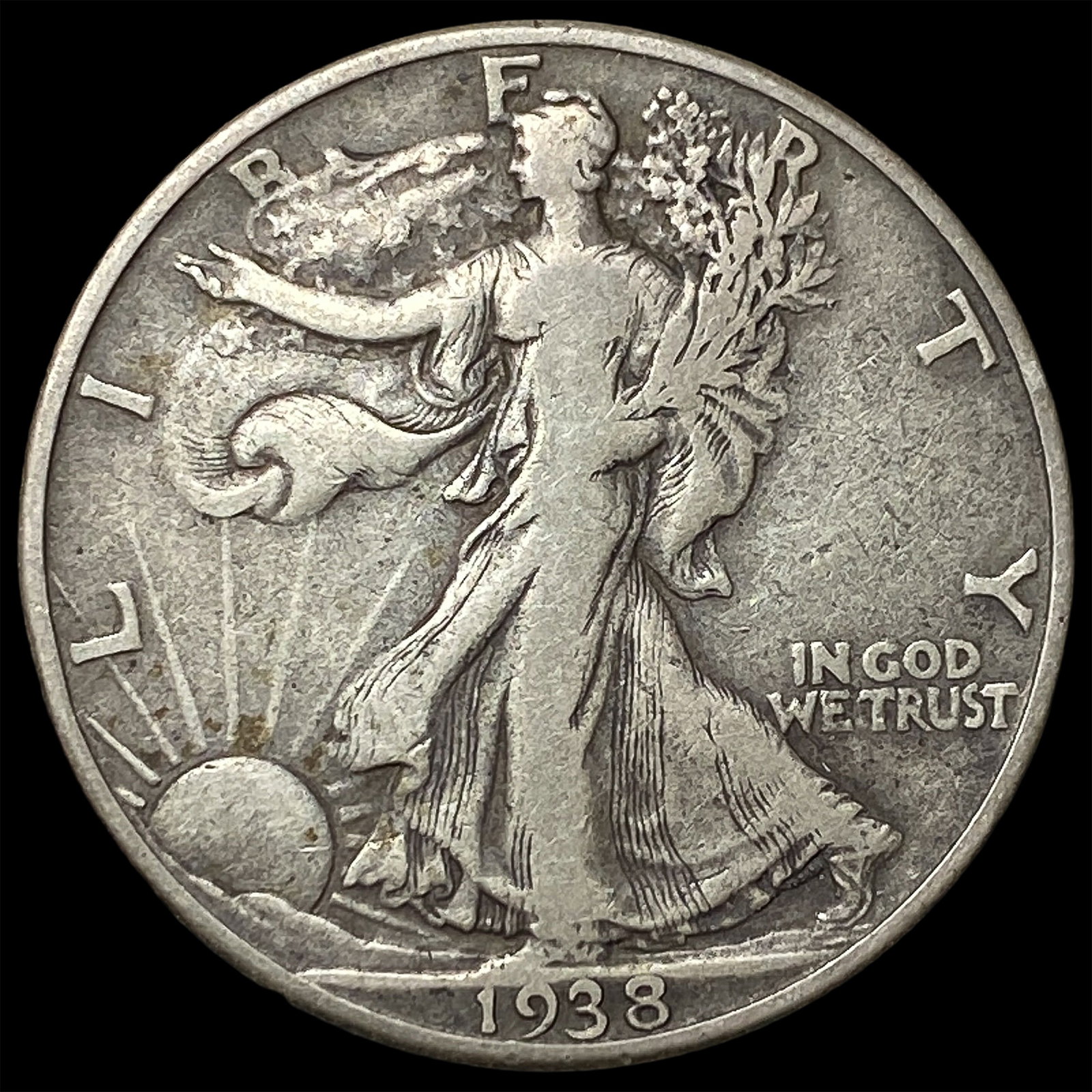 1938-D Silver Walking Liberty Half Dollar LIGHTLY CIRCULATED: 1938-D Silver Walking Liberty Half Dollar LIGHTLY CIRCULATED