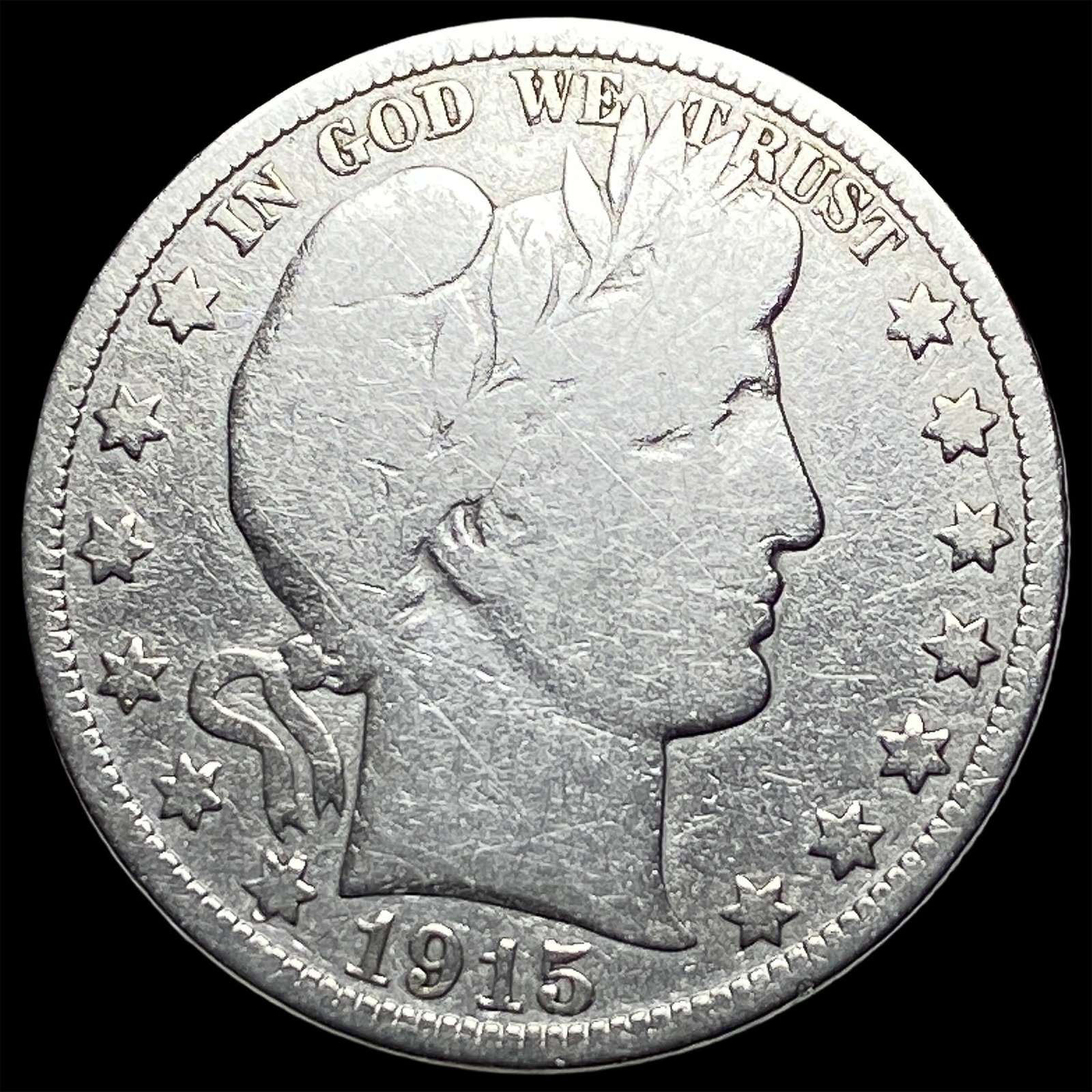1915-D Silver Barber Half Dollar NICELY CIRCULATED: 1915-D Silver Barber Half Dollar NICELY CIRCULATED