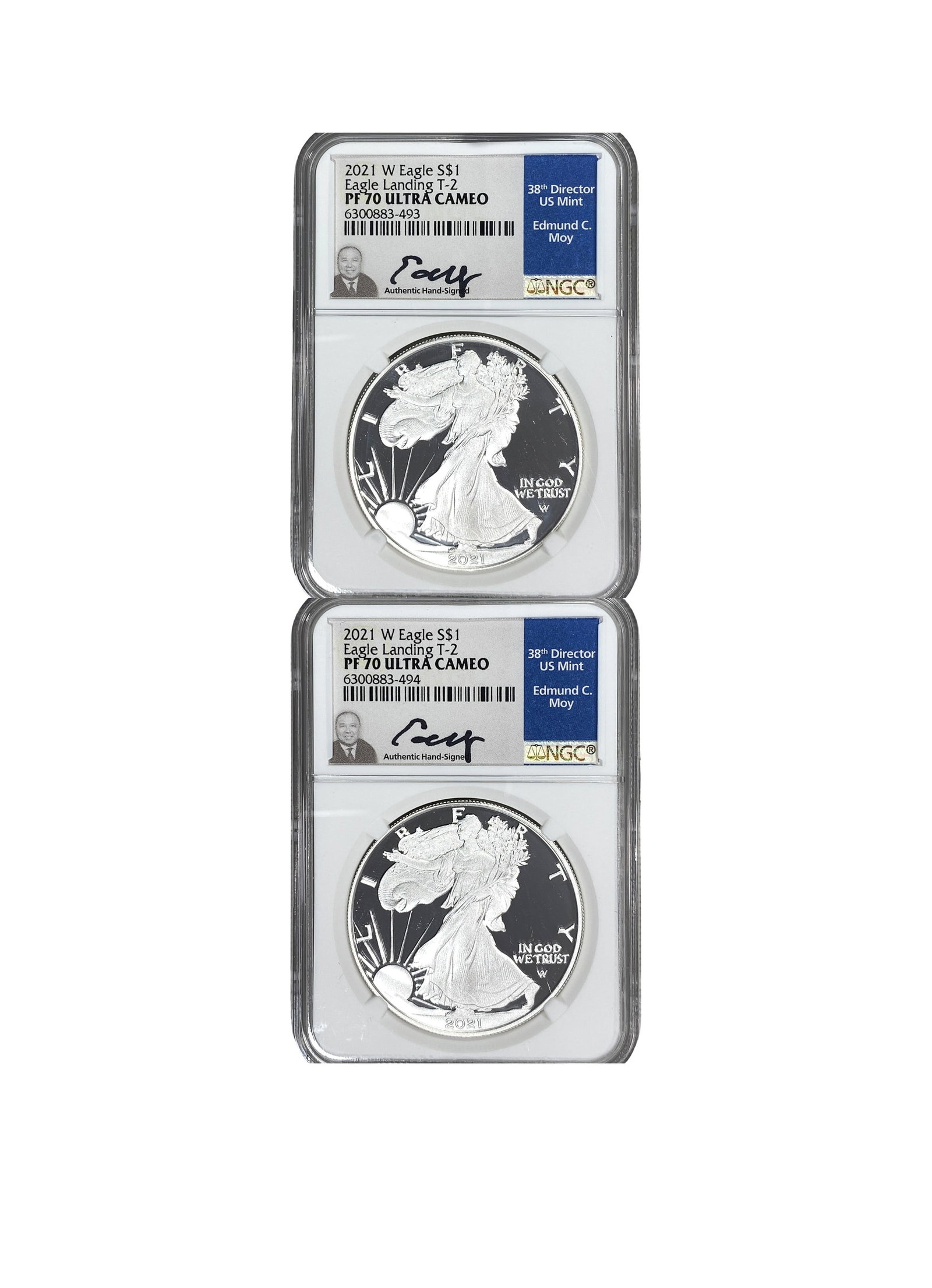 [2 Coins] 2021 Silver Eagle NGC PF70 UC (1 of 2)