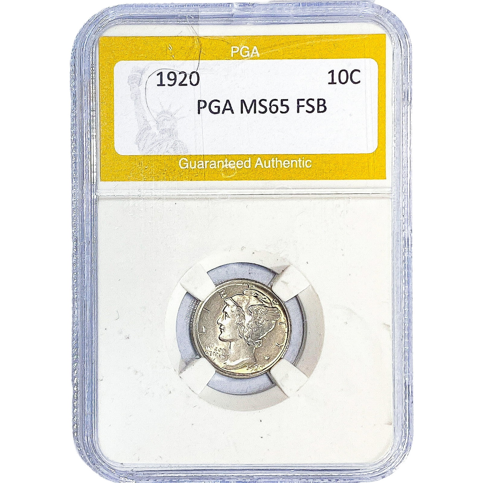 1920 Mercury Silver Dime PGA MS65 FSB: 1920 Mercury Silver Dime PGA MS65 FSB