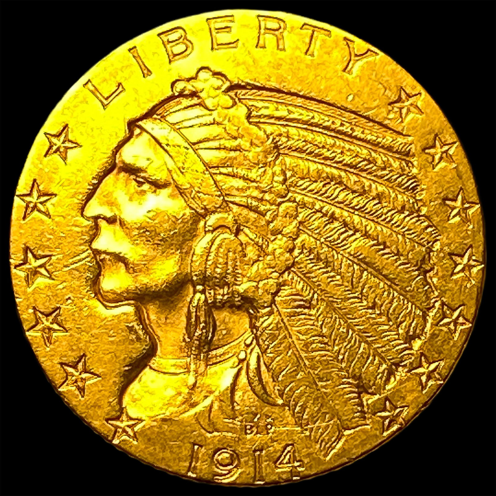 1914-D Indian Head Half Eagle $5 Gold CLOSELY UNCIRCULATED: 1914-D Indian Head Half Eagle $5 Gold CLOSELY UNCIRCULATED