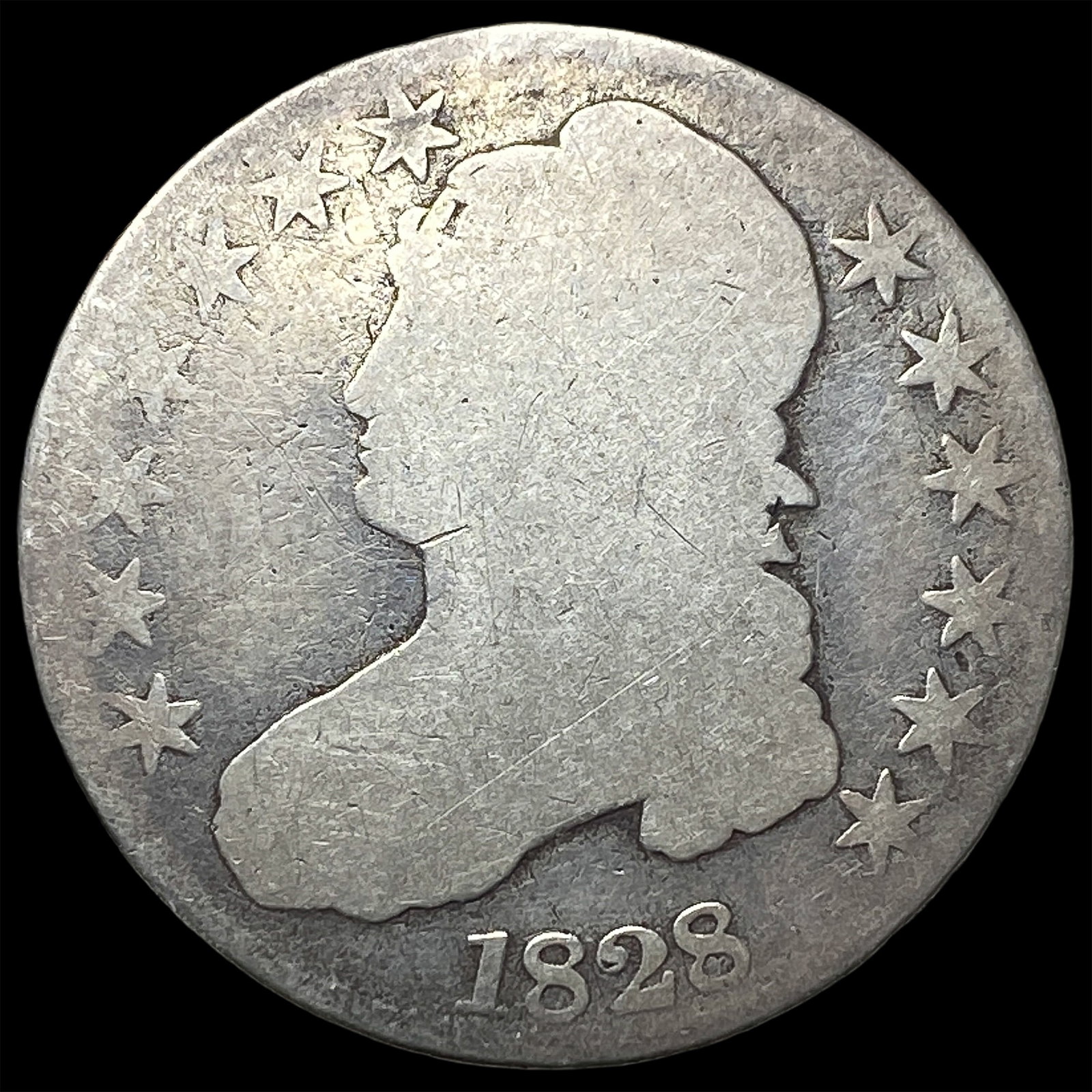 1828 Silver Capped Bust Half Dollar NICELY CIRCULATED: 1828 Silver Capped Bust Half Dollar NICELY CIRCULATED