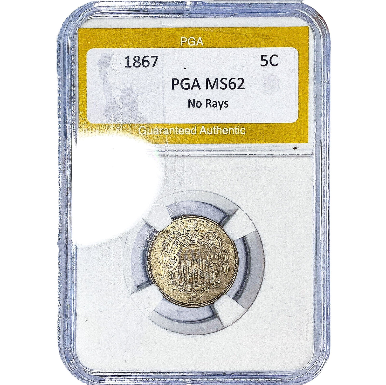 1867 Shield Nickel PGA MS62 No Rays: 1867 Shield Nickel PGA MS62 No Rays