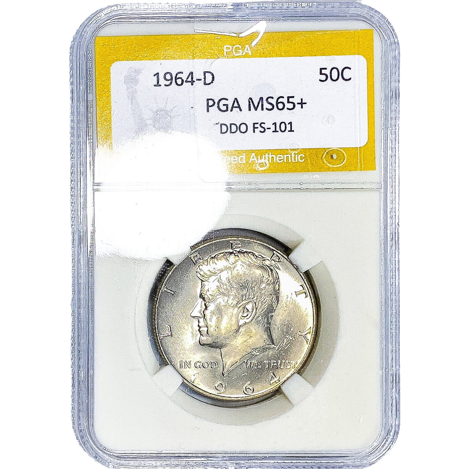 1964-D Kennedy Half Dollar PGA MS65+ DDO FS-101: 1964-D Kennedy Half Dollar PGA MS65+ DDO FS-101