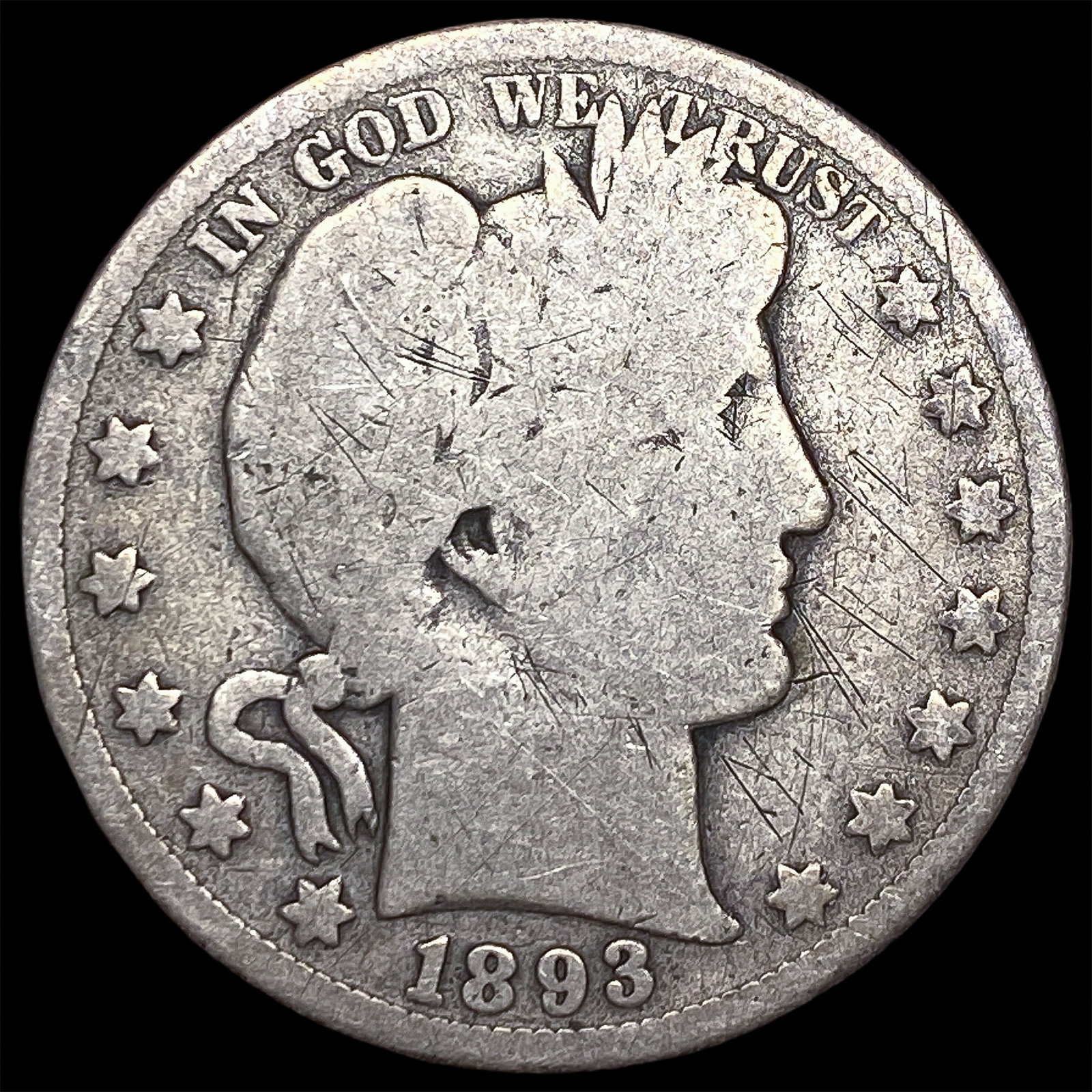 1893-S Silver Barber Half Dollar NICELY CIRCULATED: 1893-S Silver Barber Half Dollar NICELY CIRCULATED