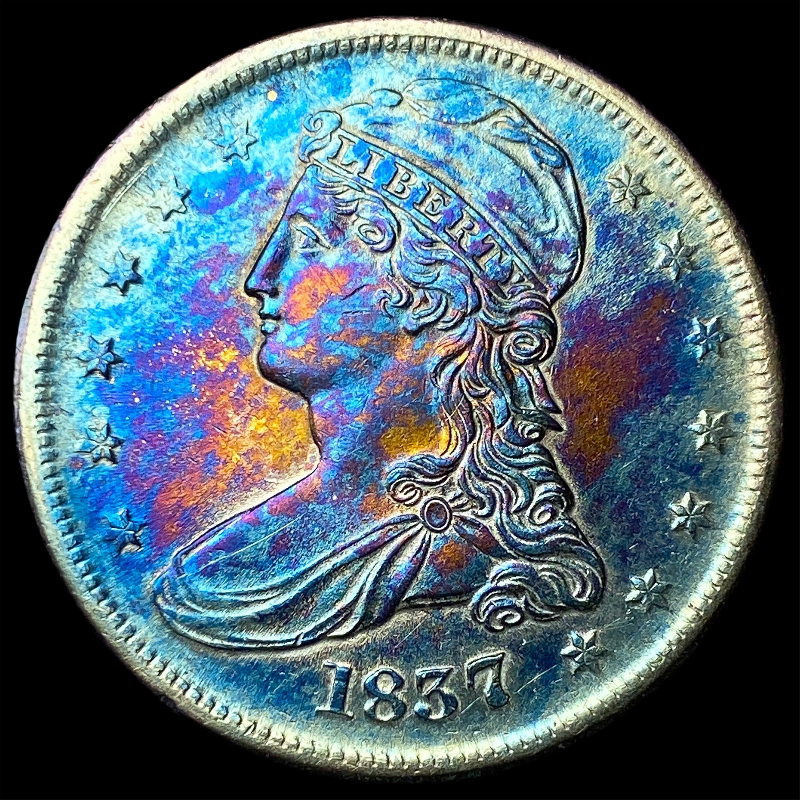1837 Toned Capped Bust Half Dollar CLOSELY UNCIRCULATED (1 of 2)