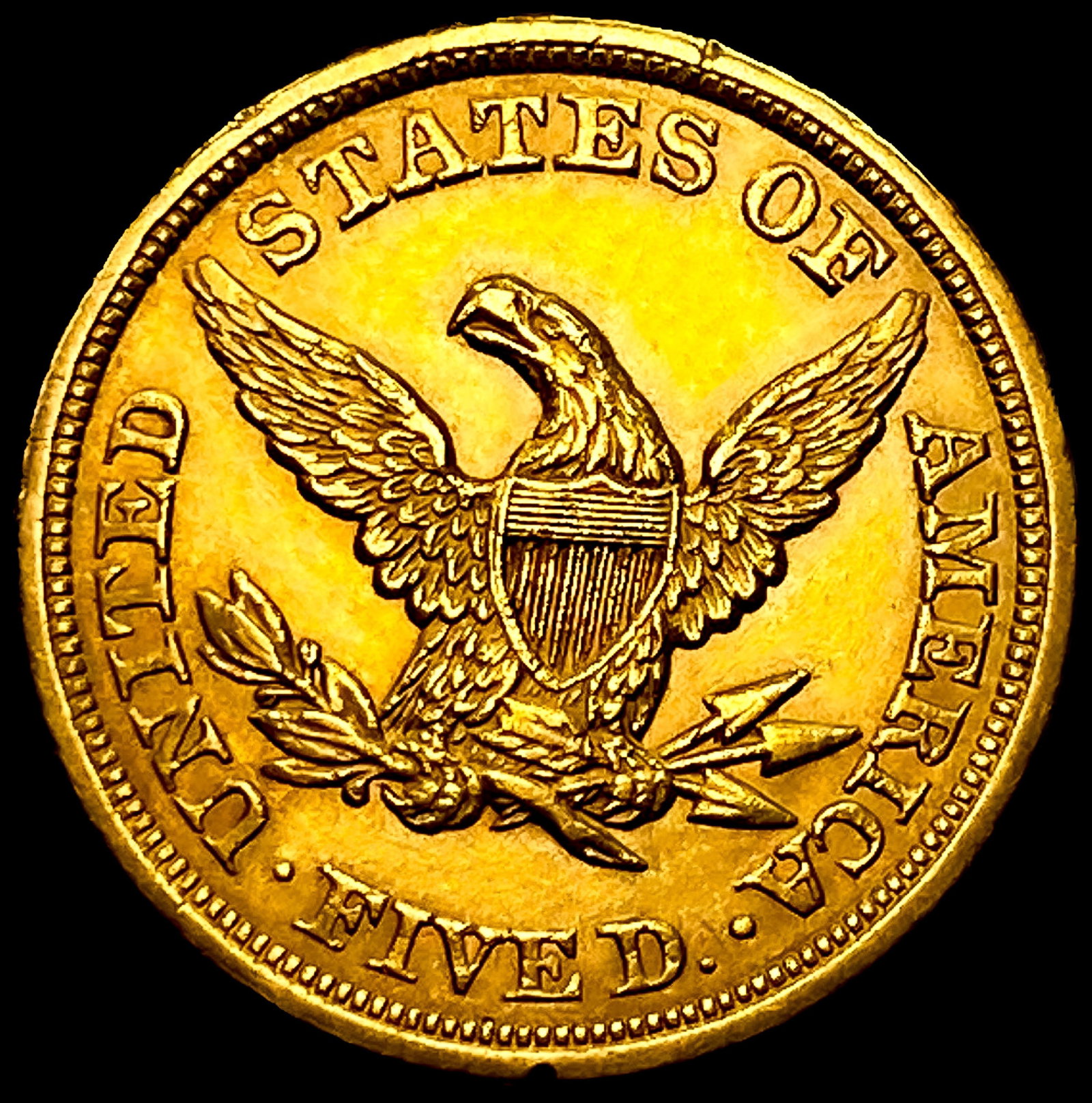 1852 $5 Gold Half Eagle UNCIRCULATED - 2