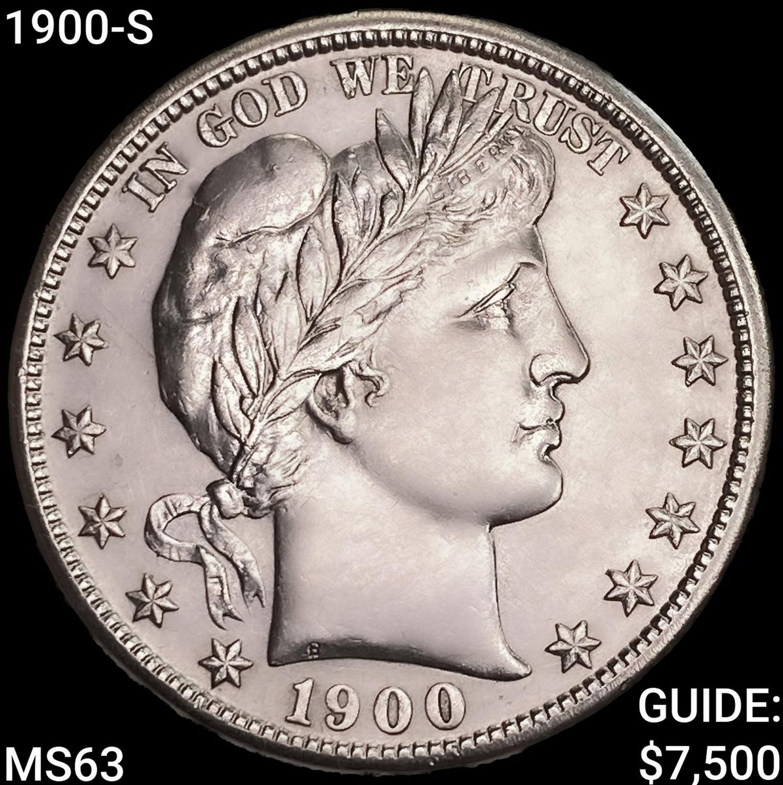 1900-S Barber Half Dollar CHOICE BU: 1900-S Barber Half Dollar CHOICE BU