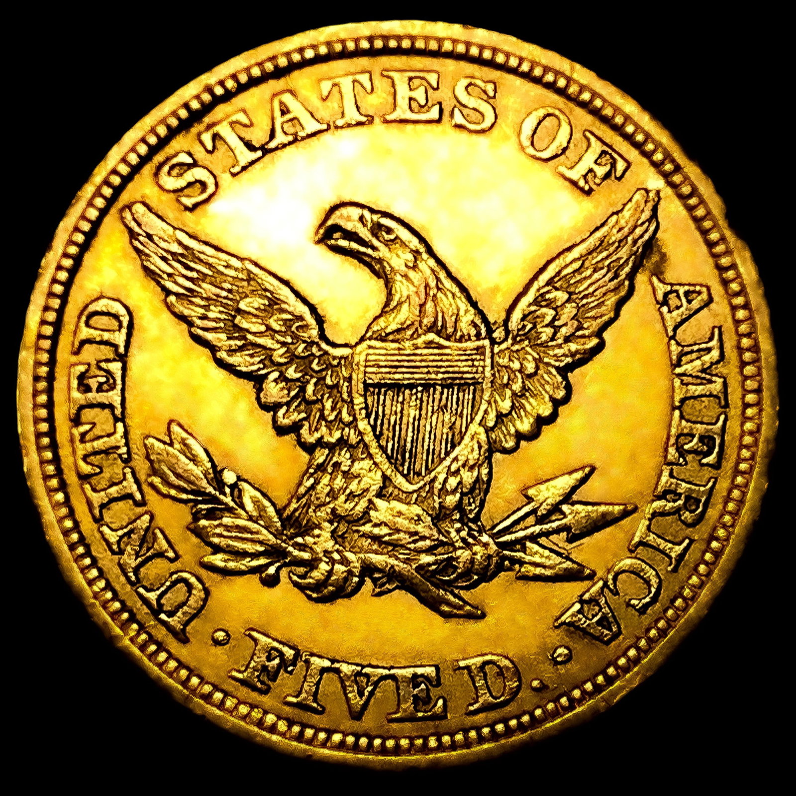 1844 $5 Gold Half Eagle UNCIRCULATED - 2