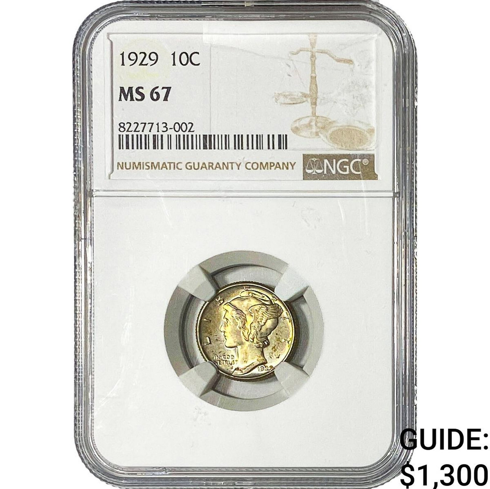 1929 Mercury Silver Dime NGC MS67: 1929 Mercury Silver Dime NGC MS67
