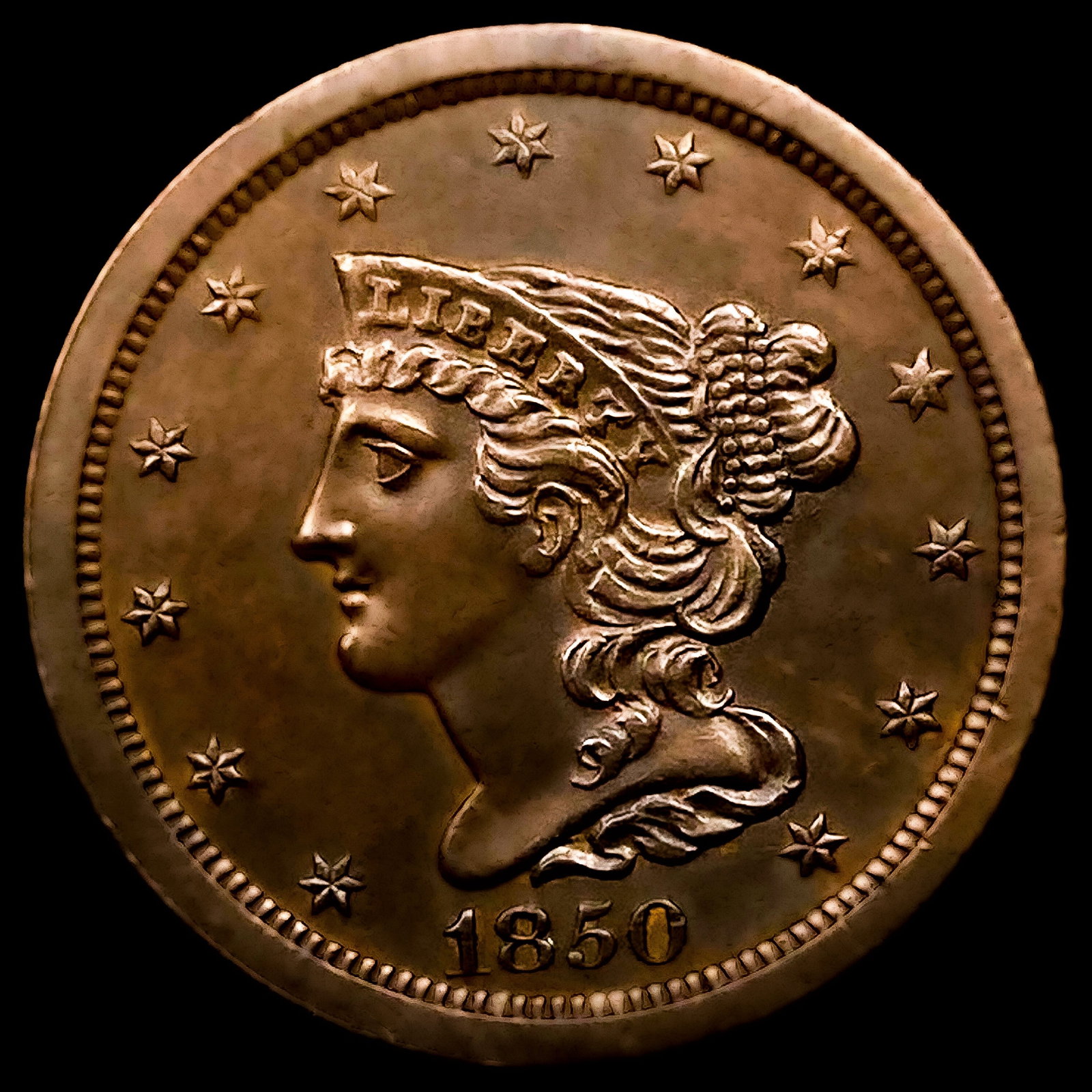 1850 Braided Hair Half Cent (1 of 2)