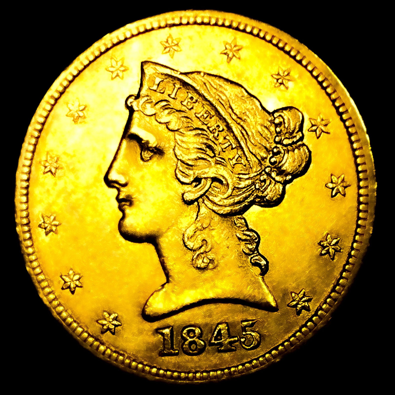 1845 $5 Gold Half Eagle (1 of 2)
