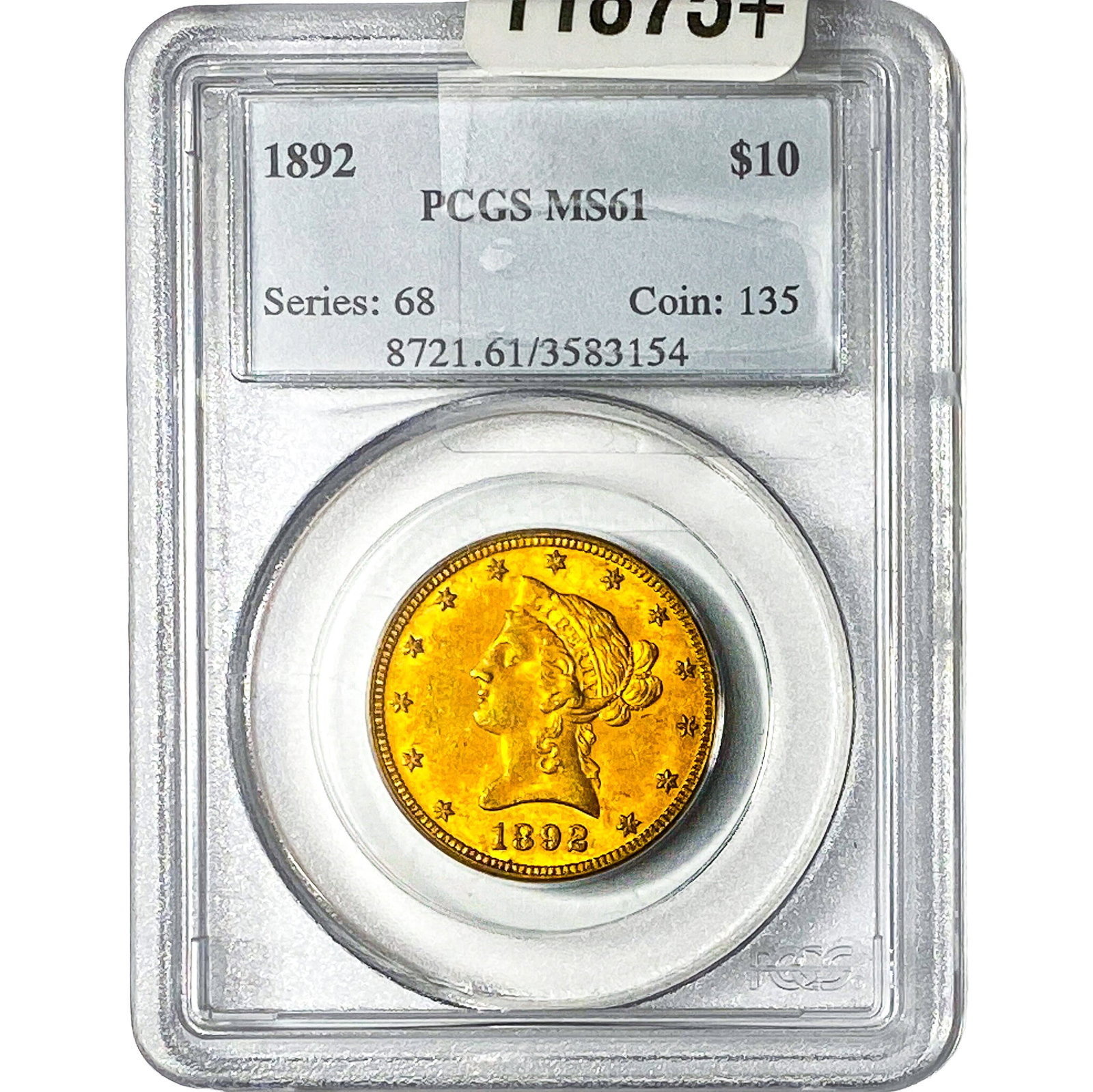 1892 $10 Gold Eagle PCGS MS61: 1892 $10 Gold Eagle PCGS MS61