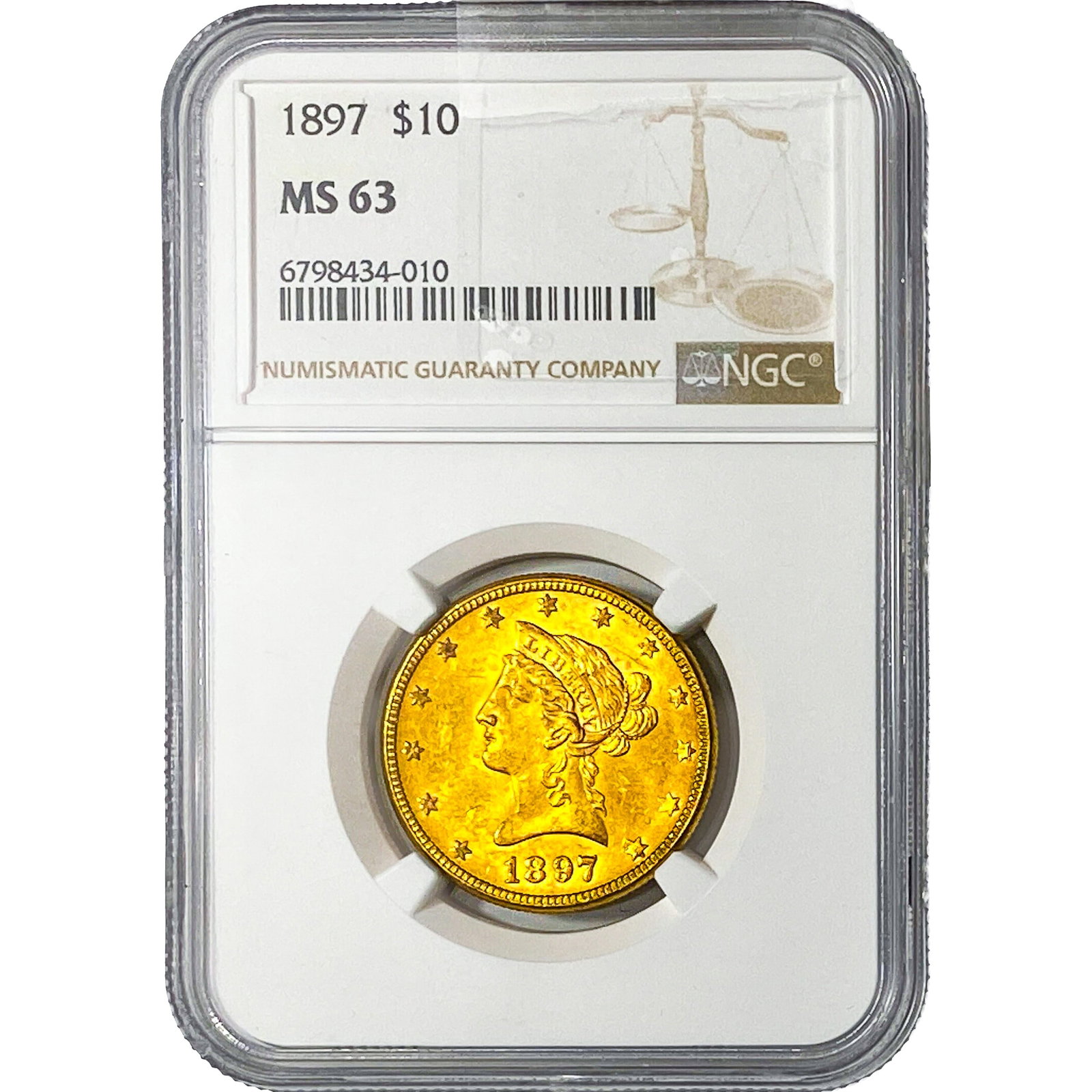 1897 $10 Gold Eagle NGC MS63: 1897 $10 Gold Eagle NGC MS63
