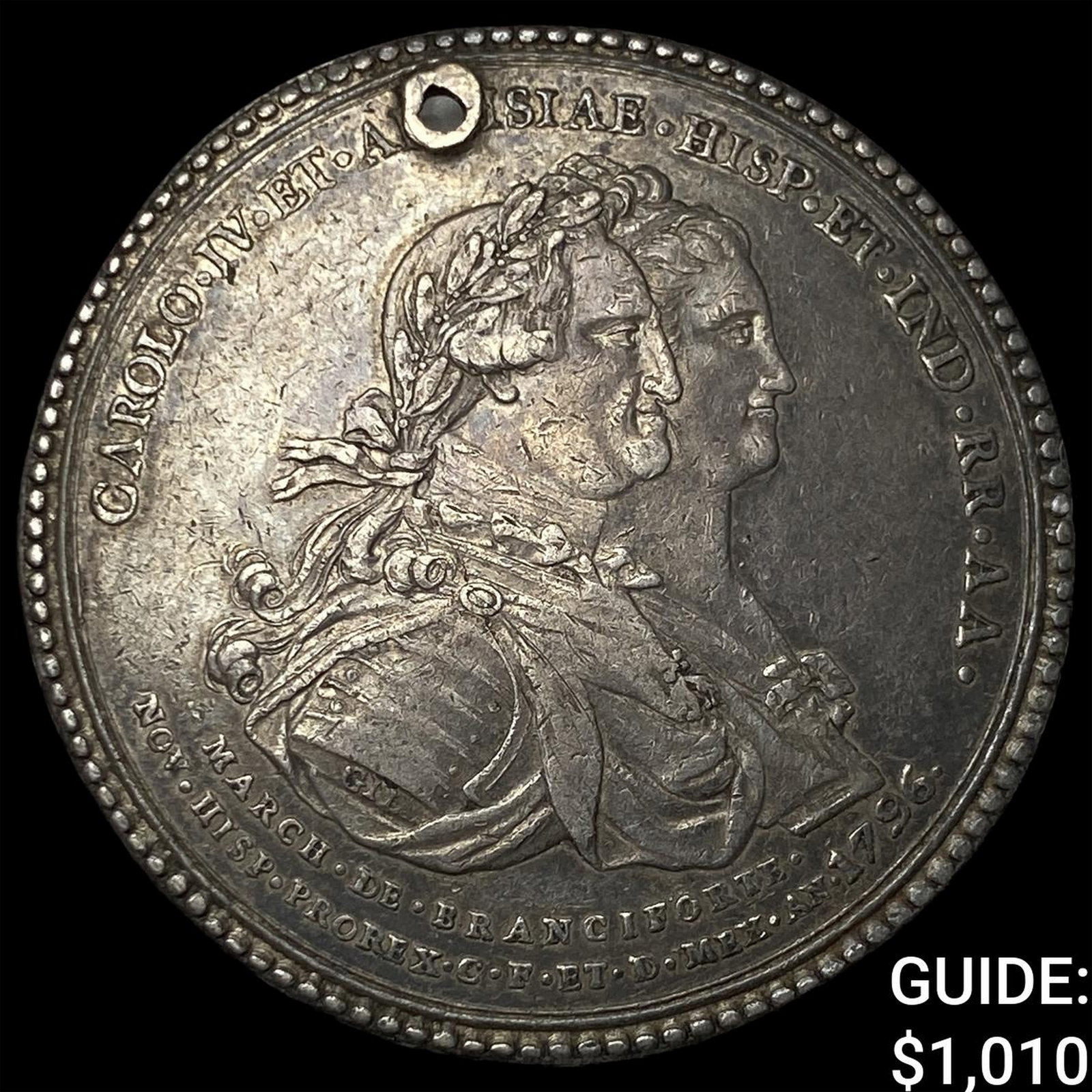 1796 Mexico Silver Medal- El Caballito Toned: 1796 Mexico Silver Medal- El Caballito Toned
