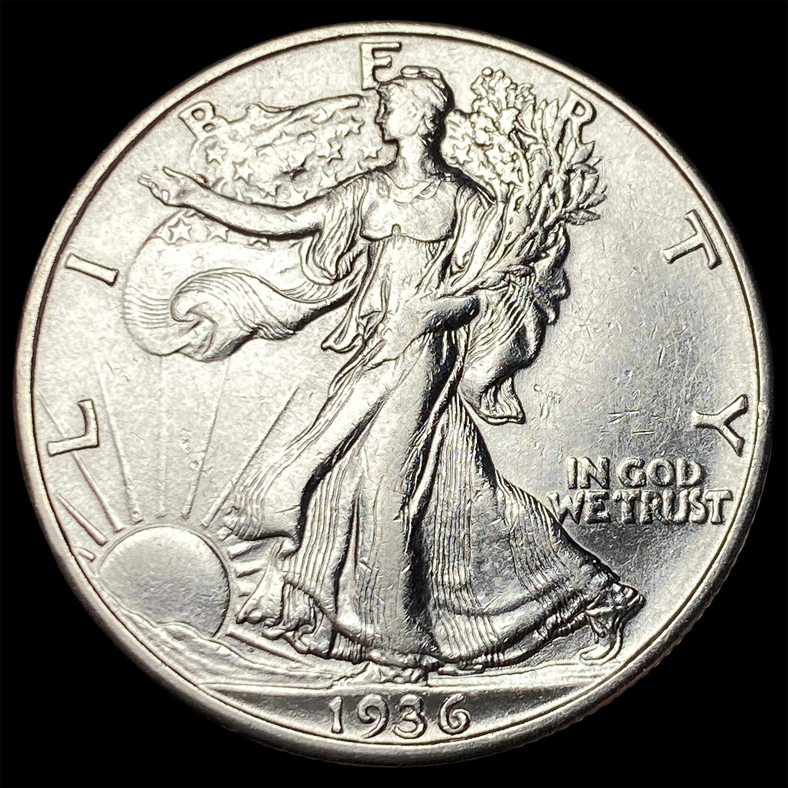 1936-D Silver Walking Liberty Half Dollar CLOSELY UNCIRCULATED: 1936-D Silver Walking Liberty Half Dollar CLOSELY UNCIRCULATED