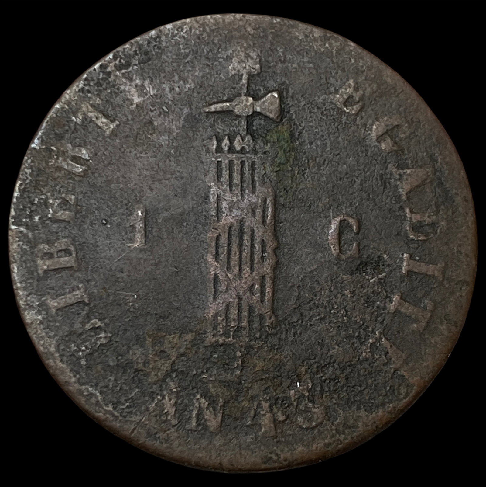 1846 Haiti Copper 1 Centime KM 24: 1846 Haiti Copper 1 Centime KM 24