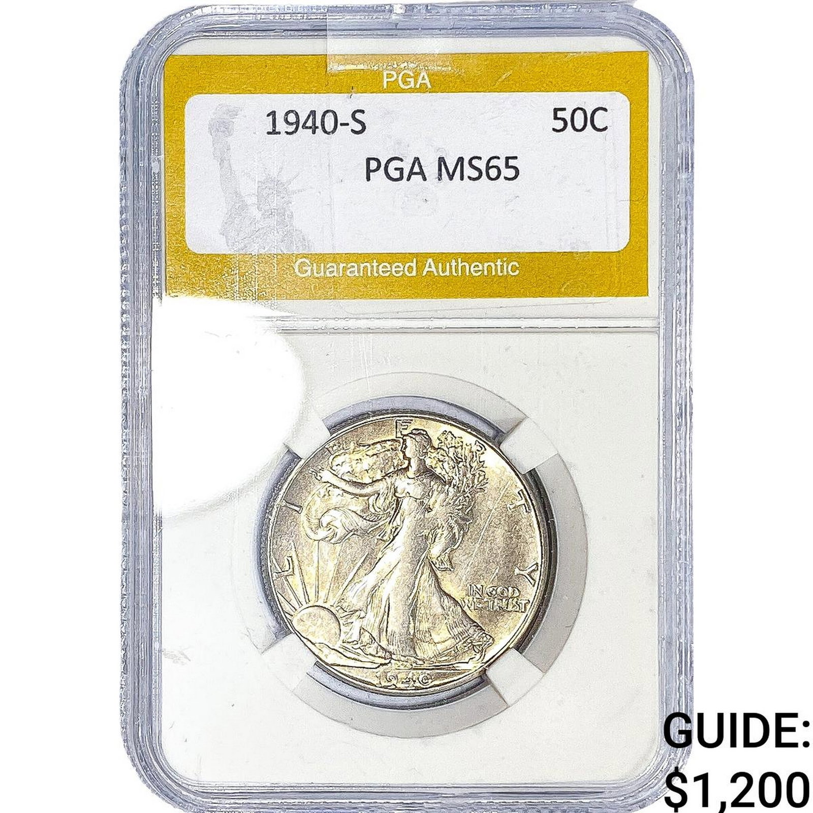 1940-S Walking Liberty Half Dollar PGA MS65: 1940-S Walking Liberty Half Dollar PGA MS65
