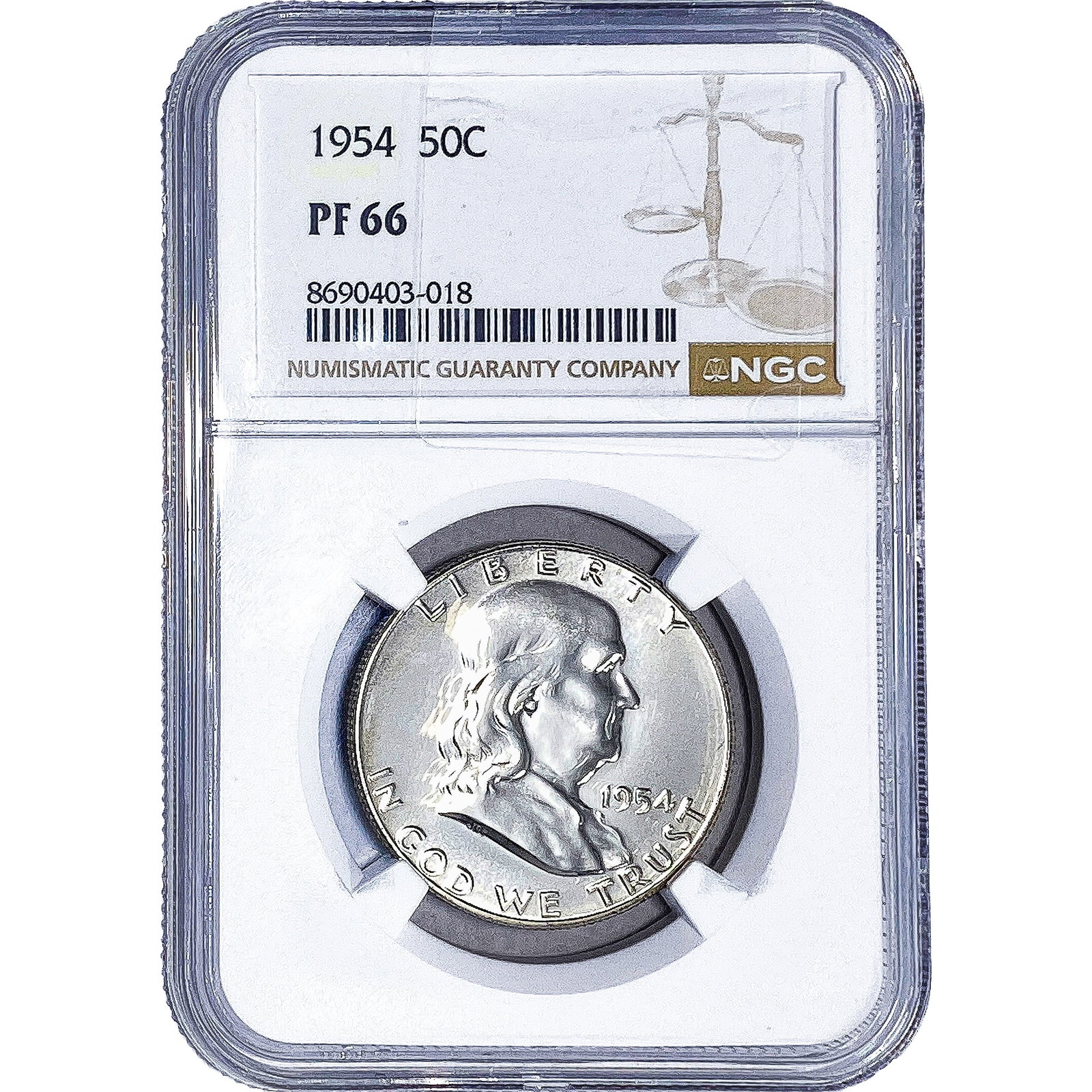 1954 Franklin Half Dollar NGC PF66: 1954 Franklin Half Dollar NGC PF66