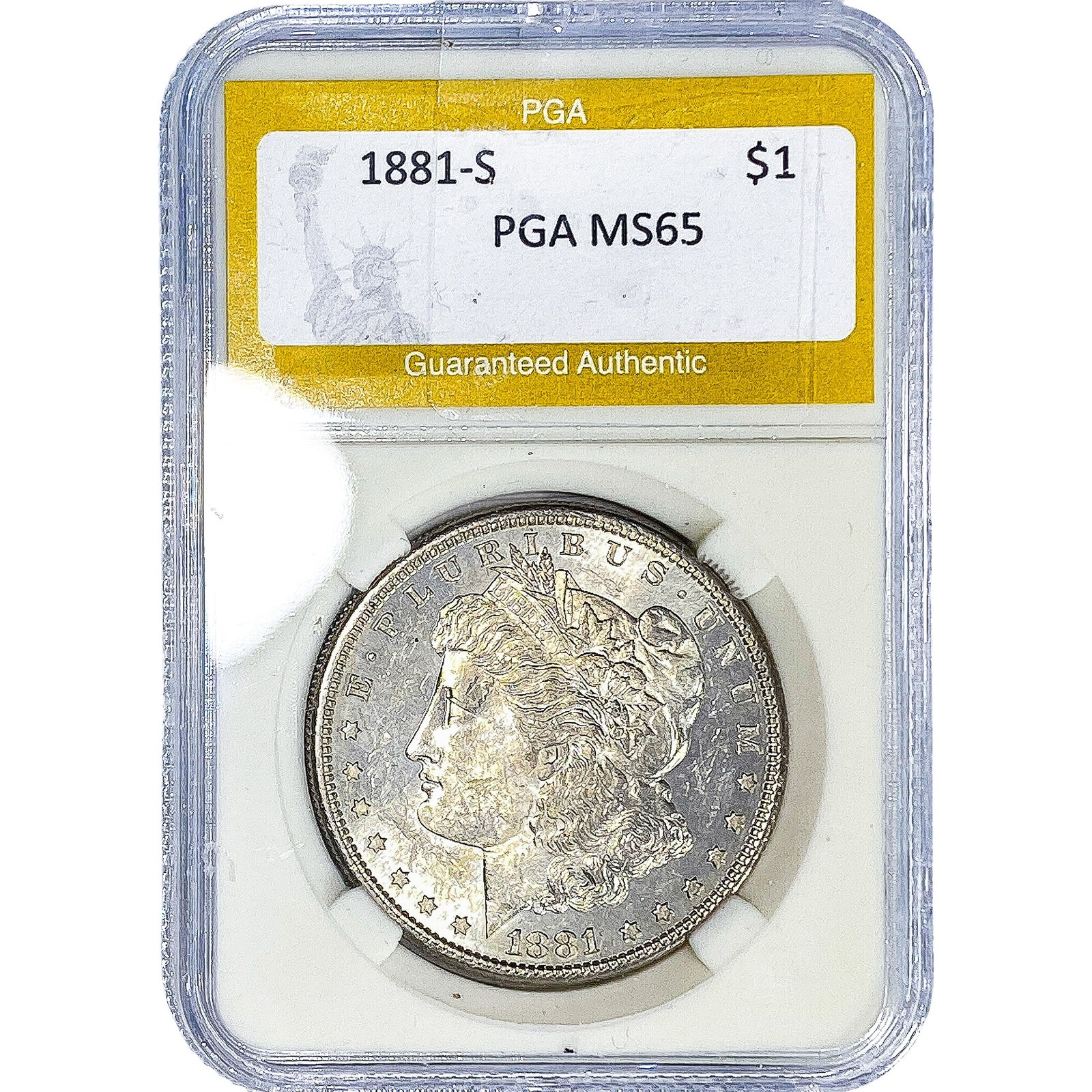 1881-S Morgan Silver Dollar PGA MS65: 1881-S Morgan Silver Dollar PGA MS65
