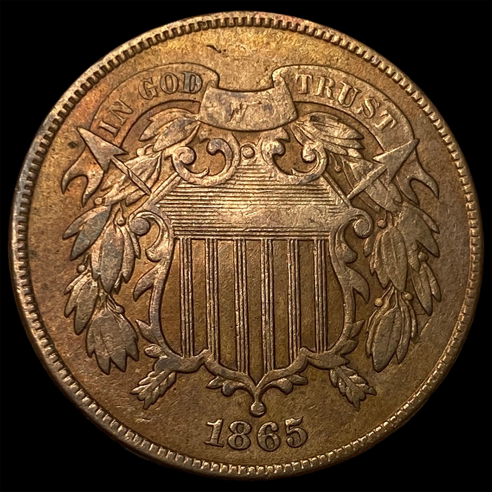 1865 Two-Cent Piece LIGHTLY CIRCULATED: 1865 Two-Cent Piece LIGHTLY CIRCULATED