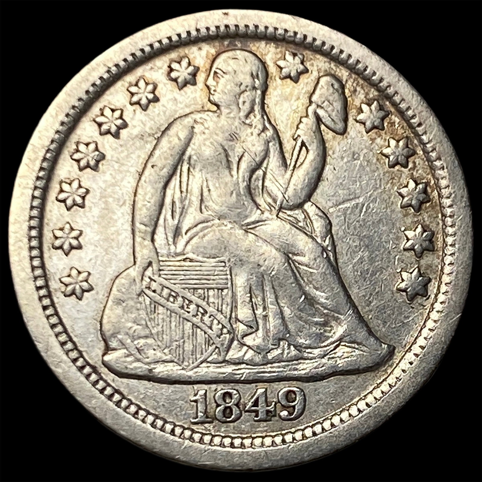 1849-O Silver Seated Liberty Dime NEARLY UNCIRCULATED: 1849-O Silver Seated Liberty Dime NEARLY UNCIRCULATED