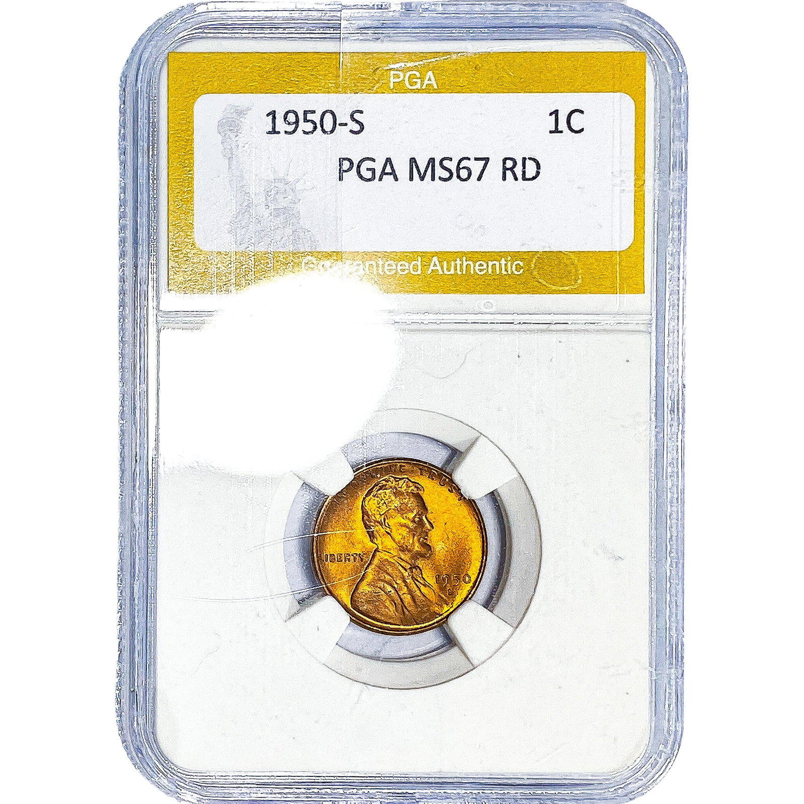 1950-S Wheat Cent PGA MS67 RD: 1950-S Wheat Cent PGA MS67 RD