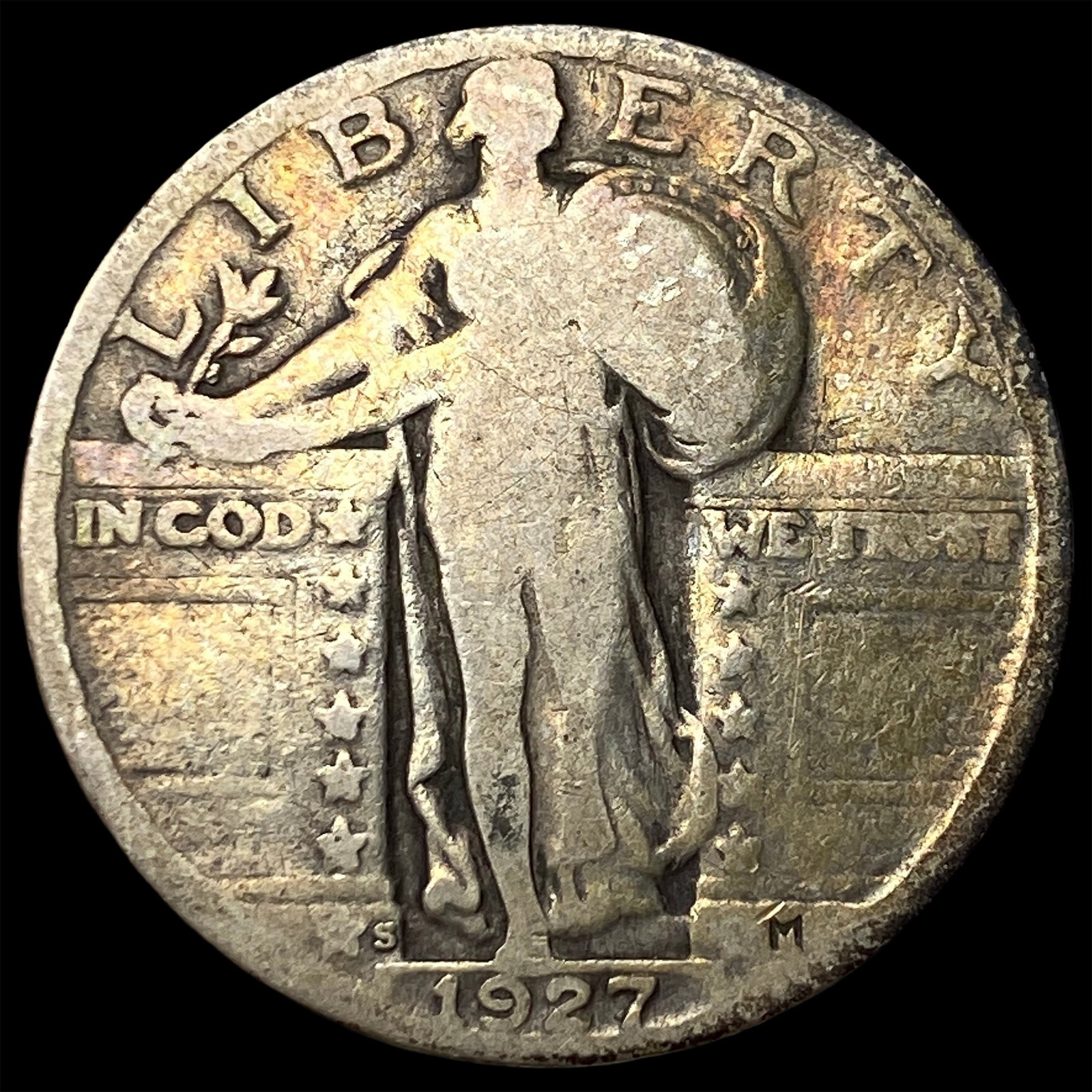 1927-S Silver Standing Liberty Quarter NICELY CIRCULATED: 1927-S Silver Standing Liberty Quarter NICELY CIRCULATED