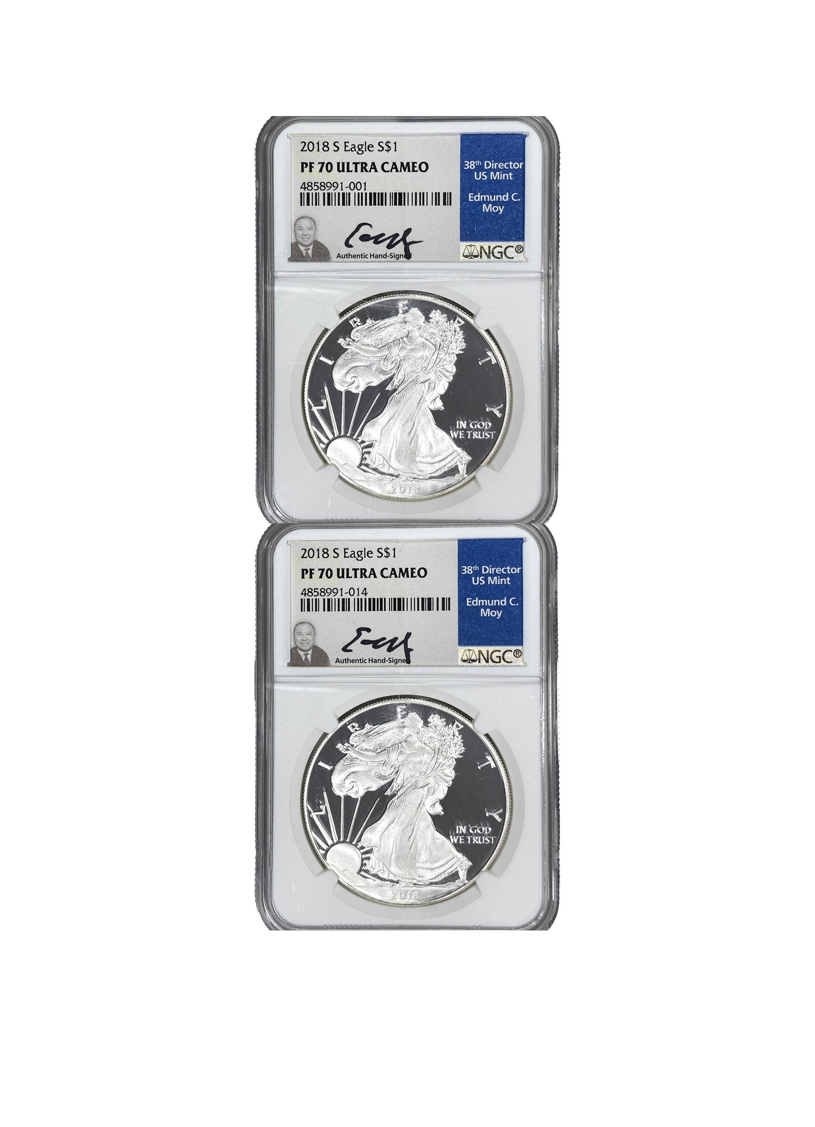 [2 Coins] 2018 Silver Eagle NGC PF70 UC (1 of 2)