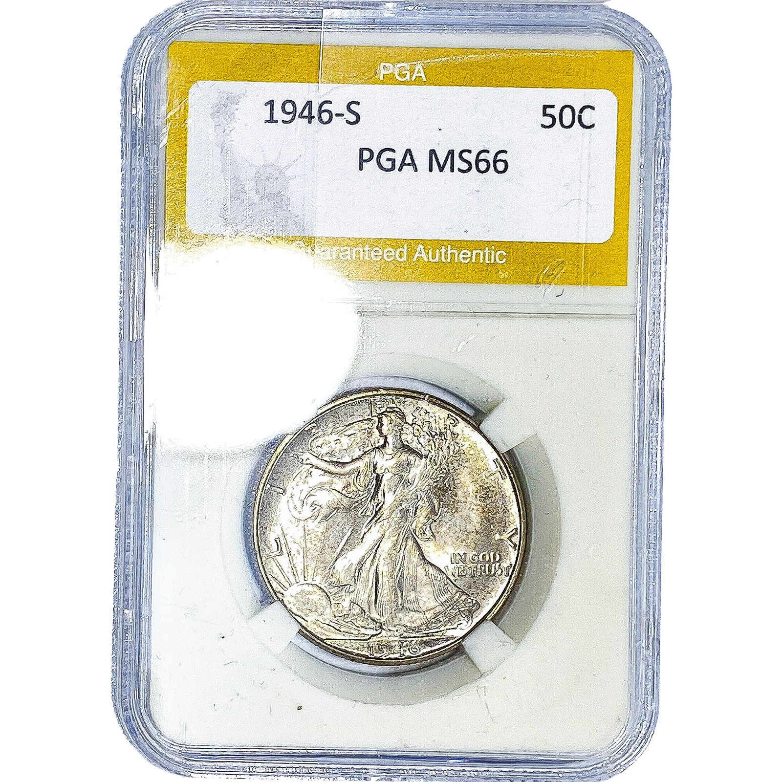1946-S Walking Liberty Half Dollar PGA MS66: 1946-S Walking Liberty Half Dollar PGA MS66