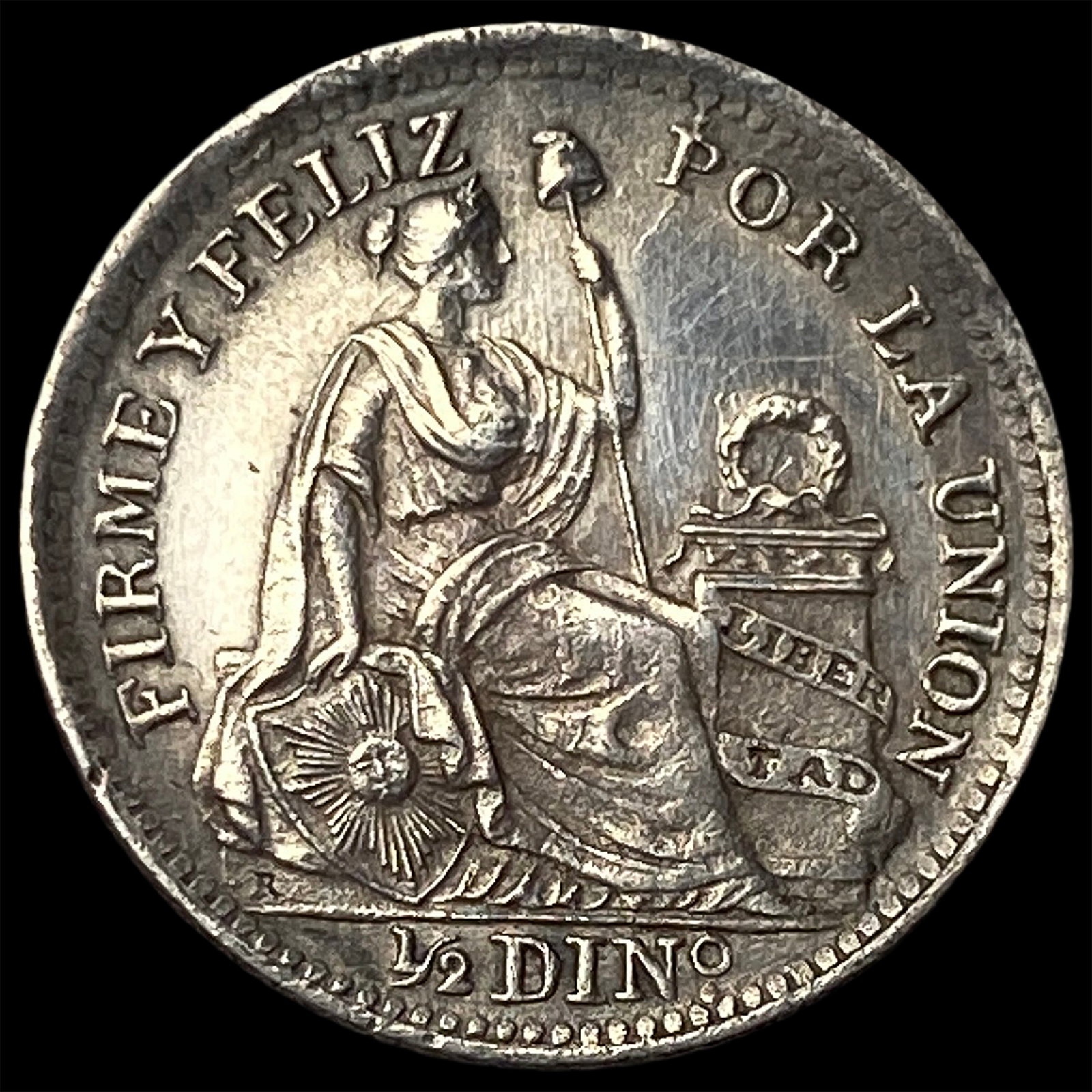 1912 FG Peru Silver 1/2 Dinero: 1912 FG Peru Silver 1/2 Dinero