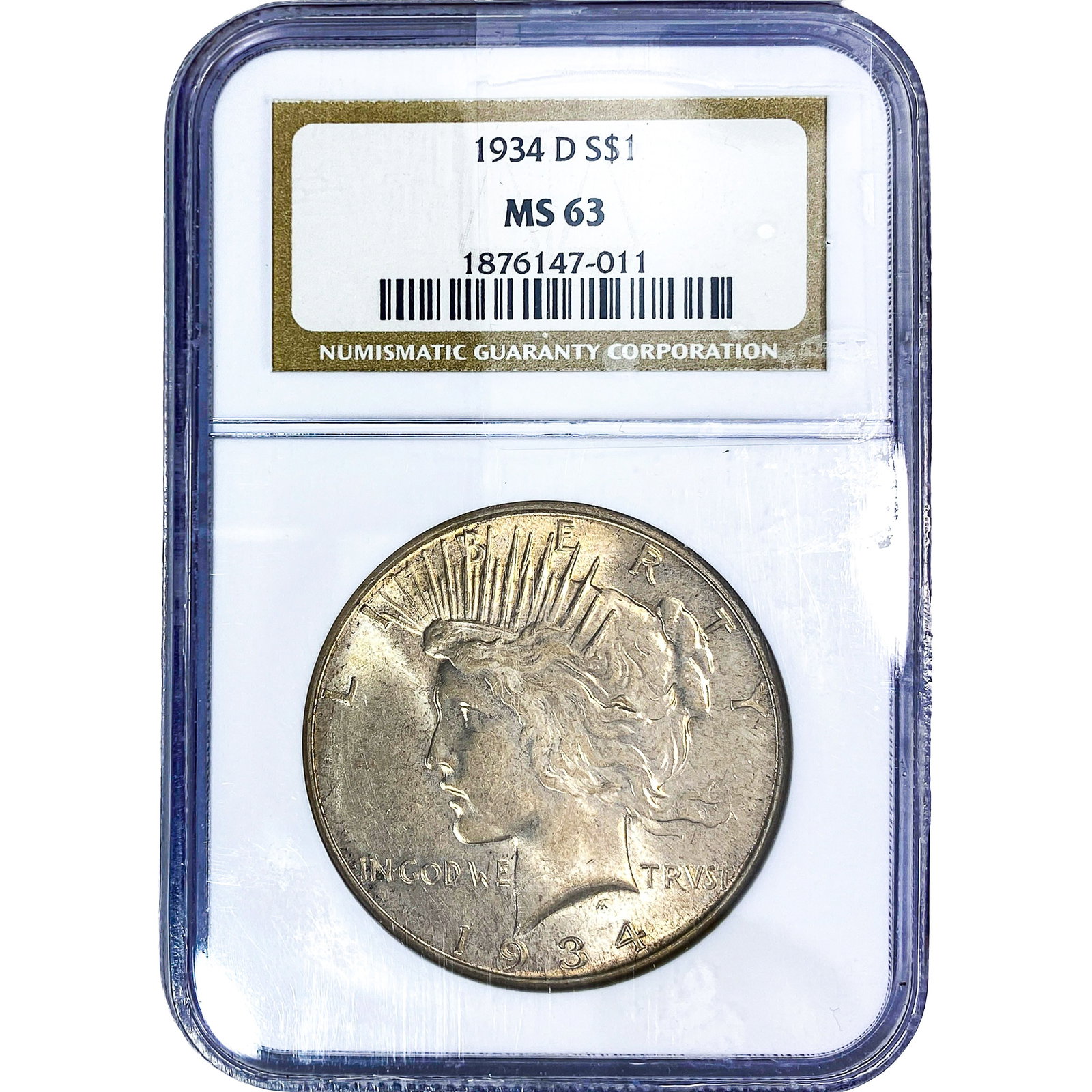1934-D Silver Peace Dollar NGC MS63 (1 of 2)