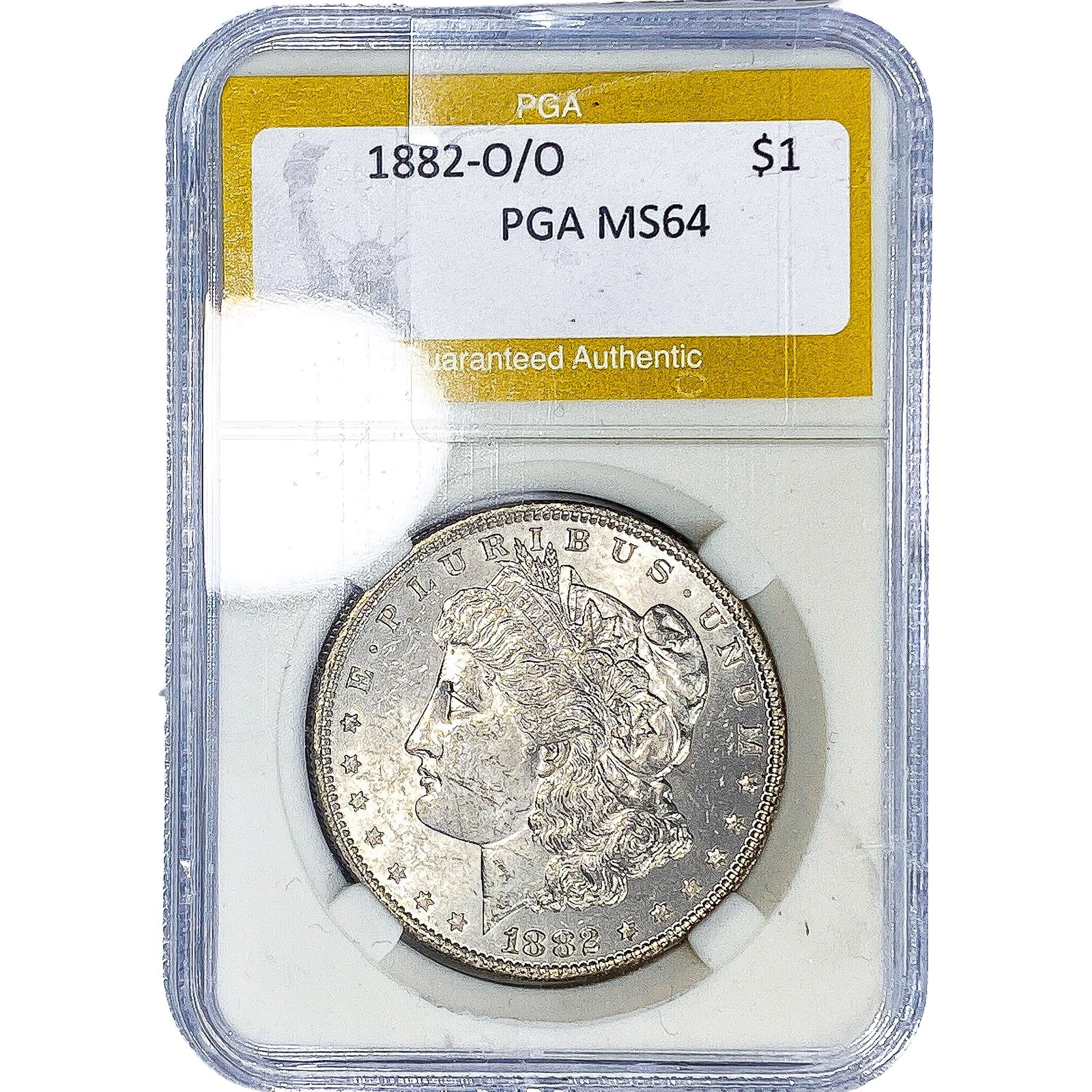 1882-O/O Morgan Silver Dollar PGA MS64: 1882-O/O Morgan Silver Dollar PGA MS64