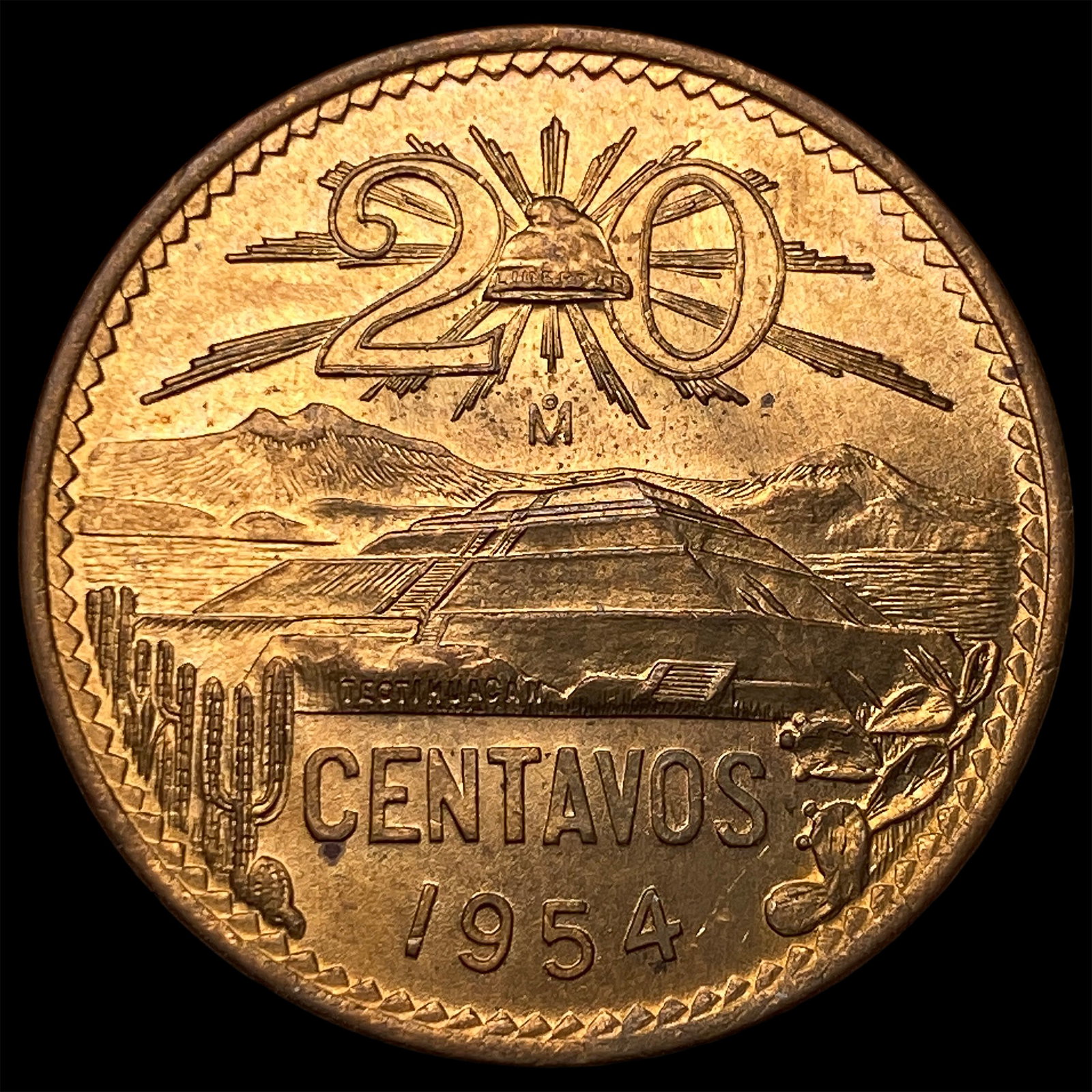 1954 Mexico Copper 20 Centavos KM 439 (1 of 2)