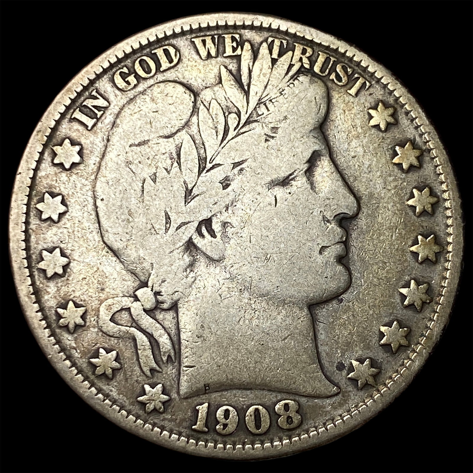 1908-D Silver Barber Half Dollar LIGHTLY CIRCULATED: 1908-D Silver Barber Half Dollar LIGHTLY CIRCULATED