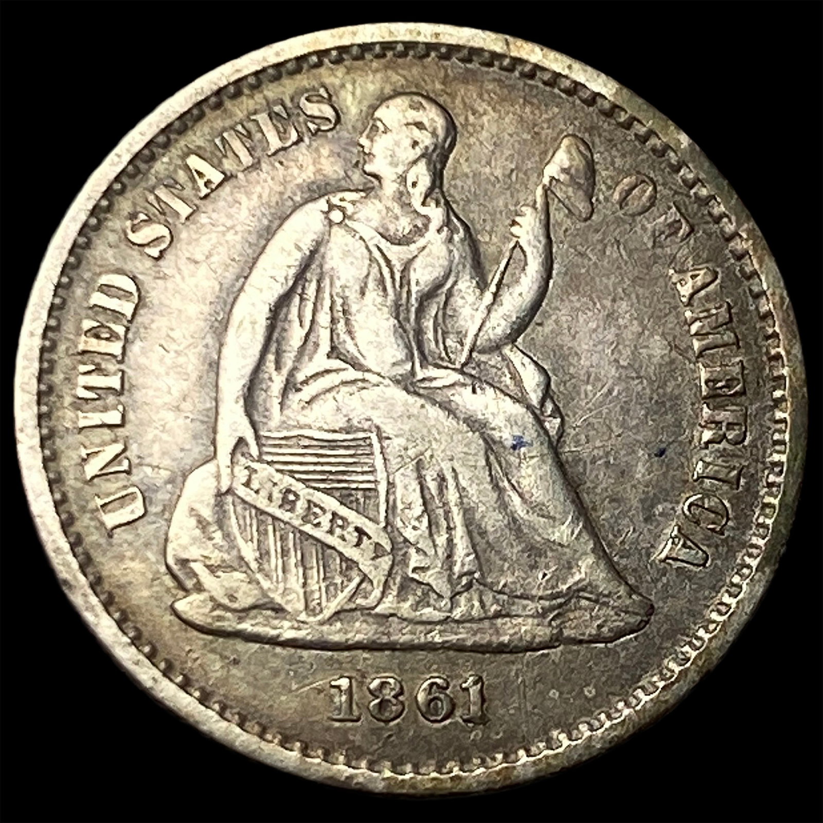 1861 Silver Half Dime NEARLY UNCIRCULATED (1 of 2)