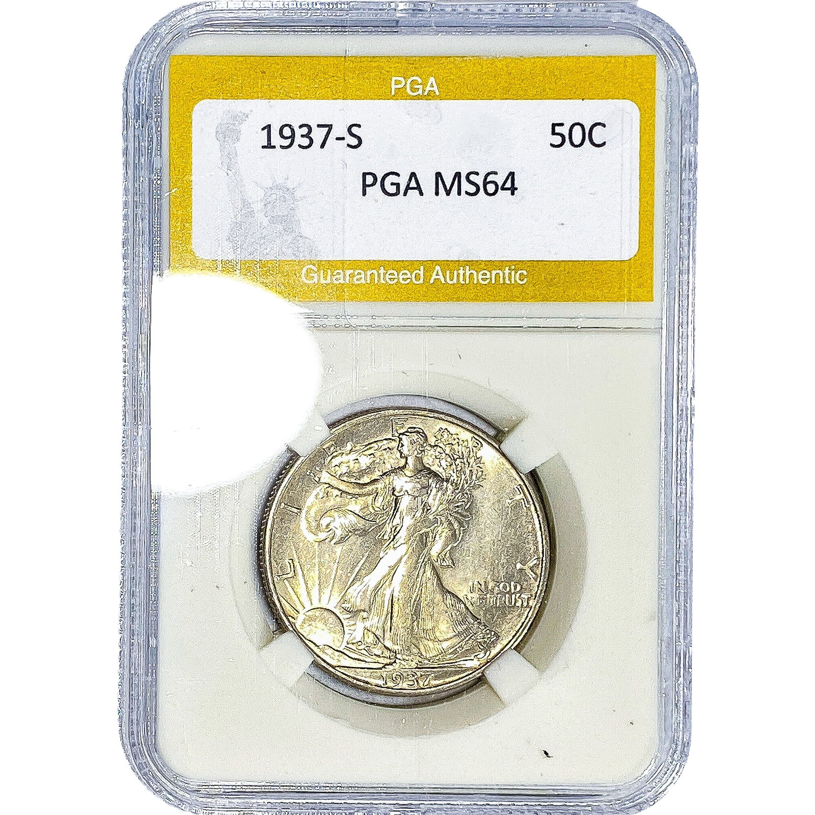 1937-S Walking Liberty Half Dollar PGA MS64: 1937-S Walking Liberty Half Dollar PGA MS64