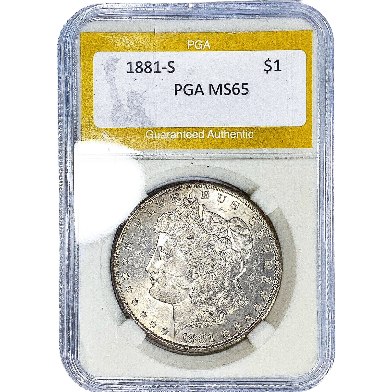 1881-S Morgan Silver Dollar PGA MS65: 1881-S Morgan Silver Dollar PGA MS65