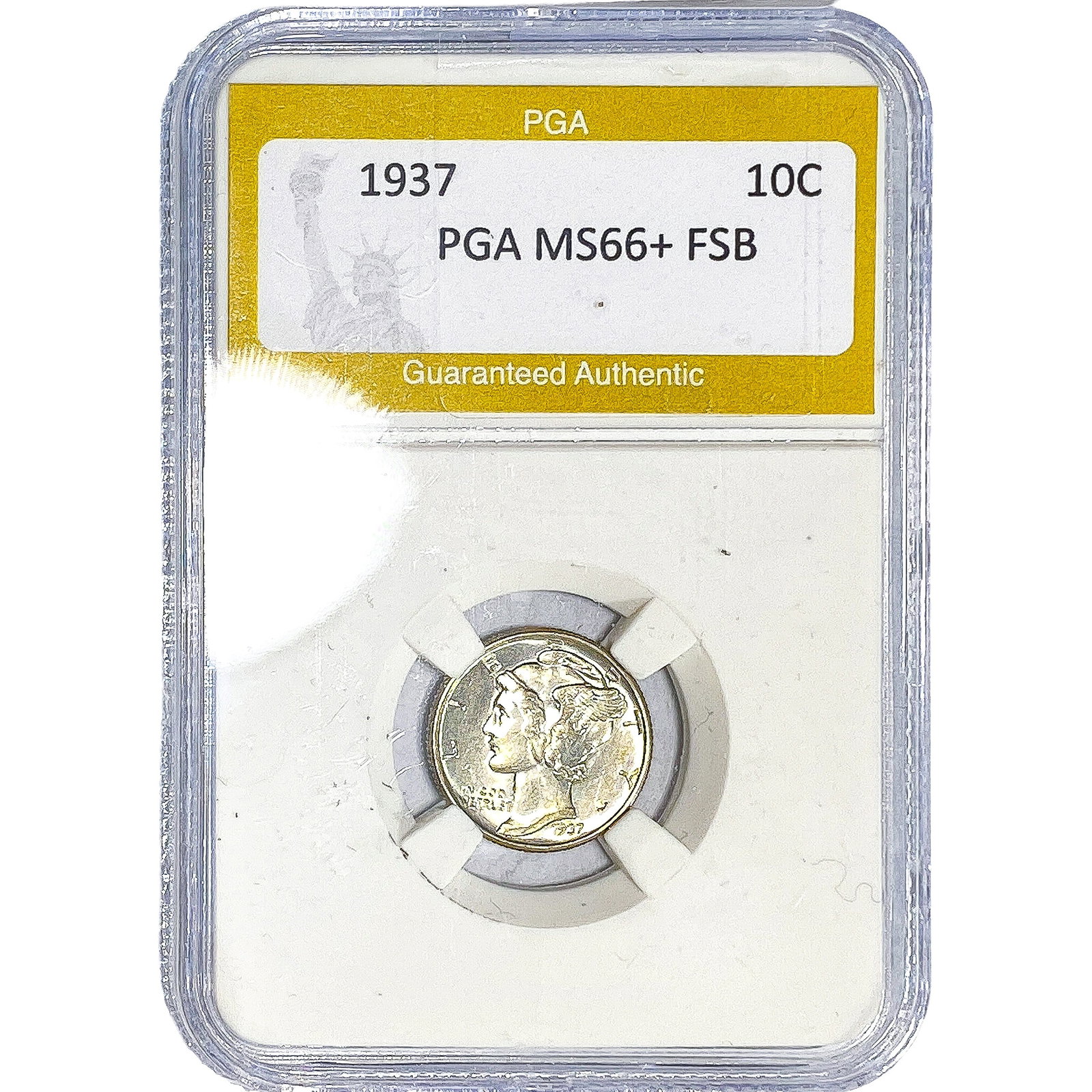 1937 Mercury Silver Dime PGA MS66+ FSB: 1937 Mercury Silver Dime PGA MS66+ FSB